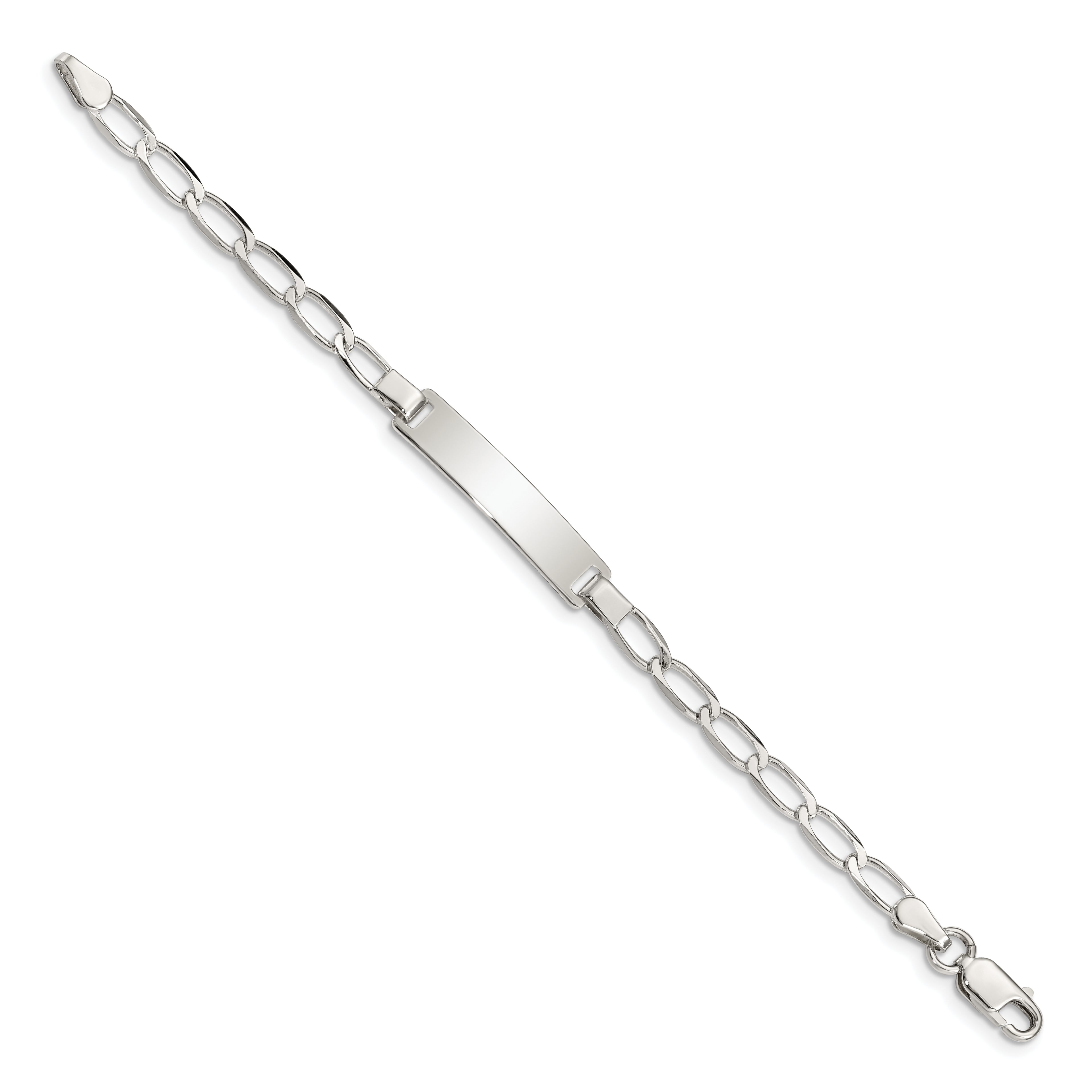 Sterling Silver Polished Engraveable Childrens ID Bracelet