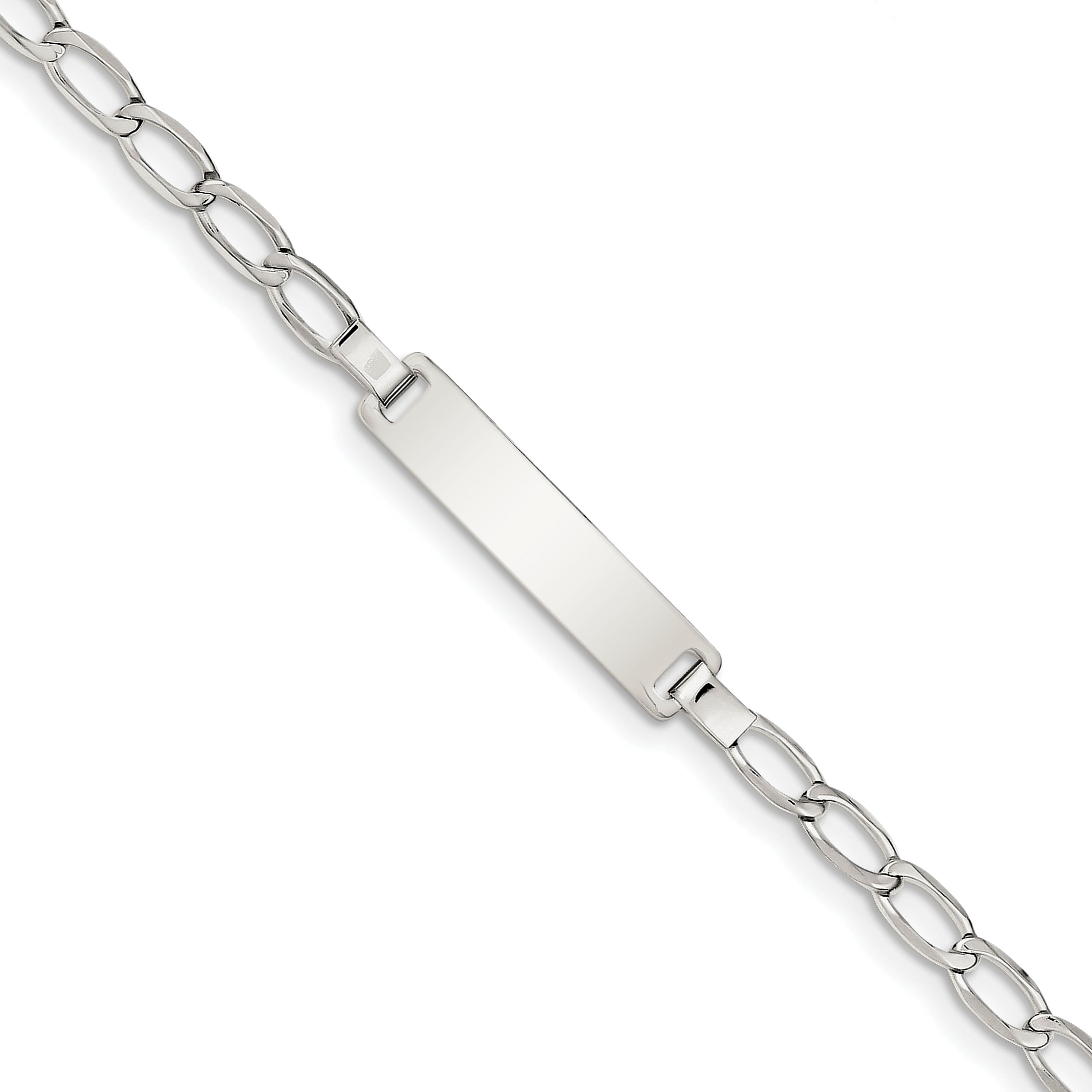 Sterling Silver 6inch Polished Engraveable Childrens ID Bracelet