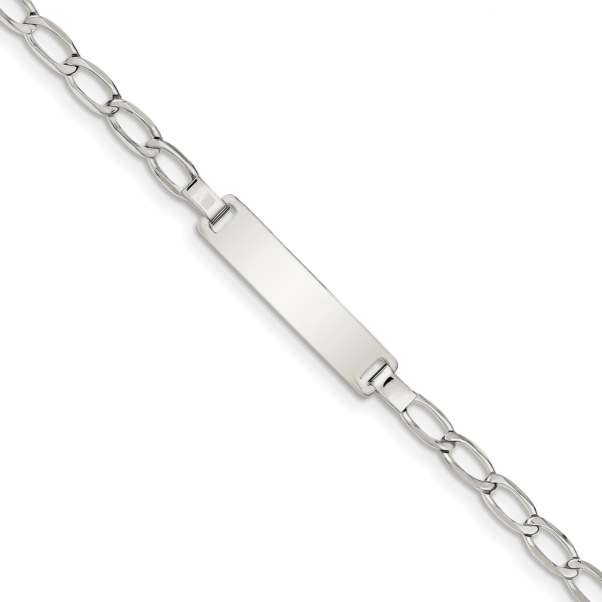 Sterling Silver 6inch Polished Engraveable Childrens ID Bracelet
