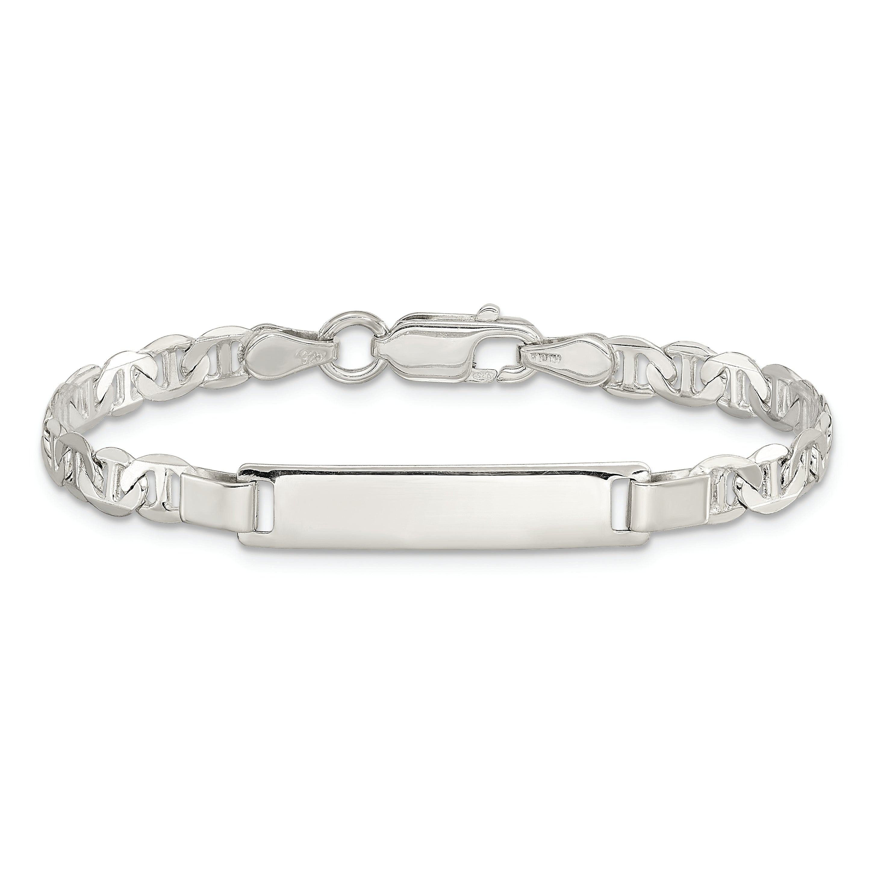 Sterling Silver Engraveable Childrens ID Anchor Link Bracelet