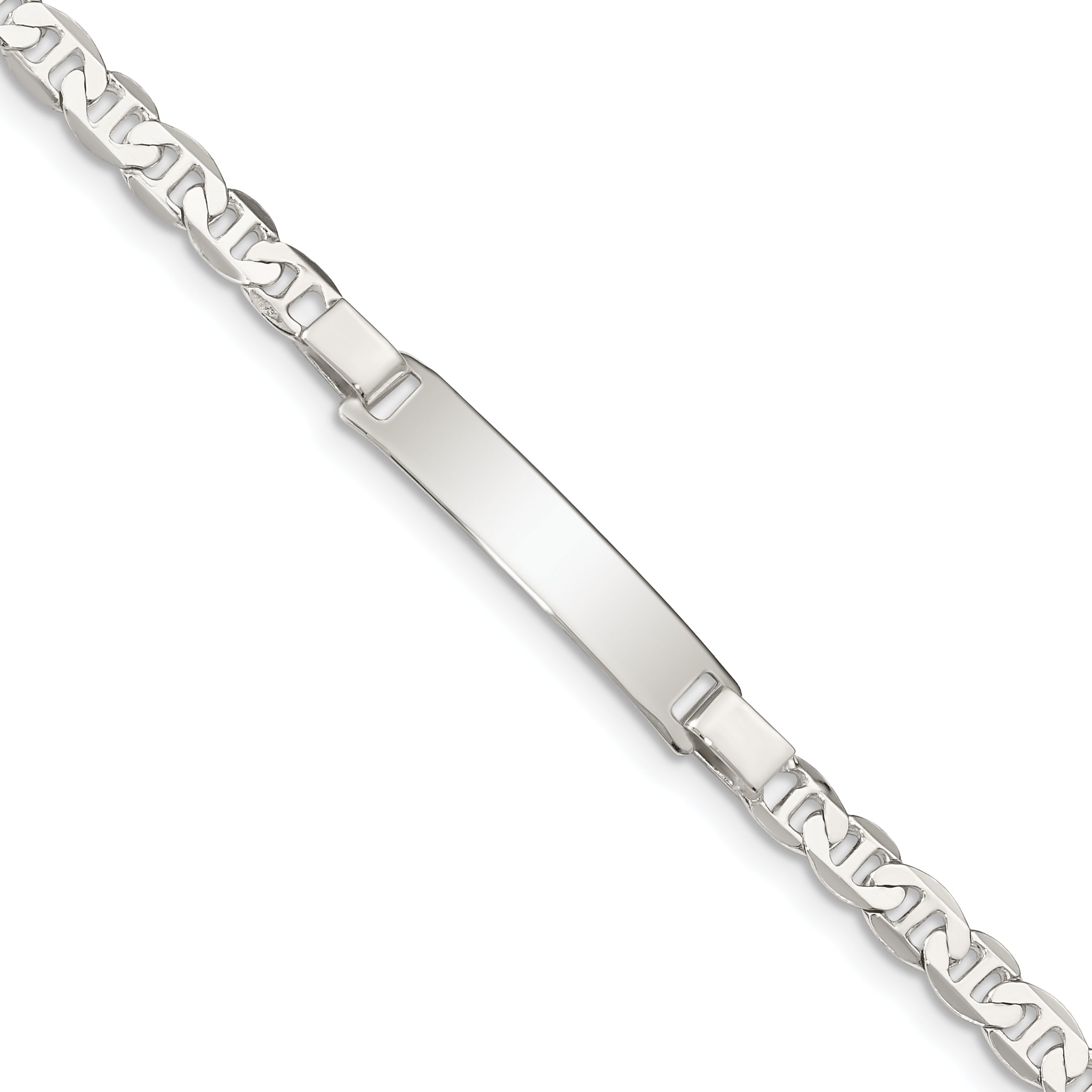 Sterling Silver Engraveable Childrens ID Anchor Link Bracelet Main image