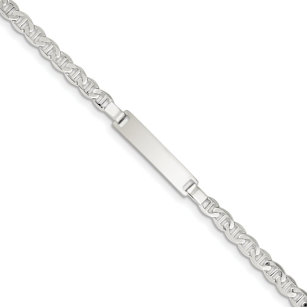 Sterling Silver Engraveable Childrens ID Anchor Link Bracelet - Sophia Jewelers Main image