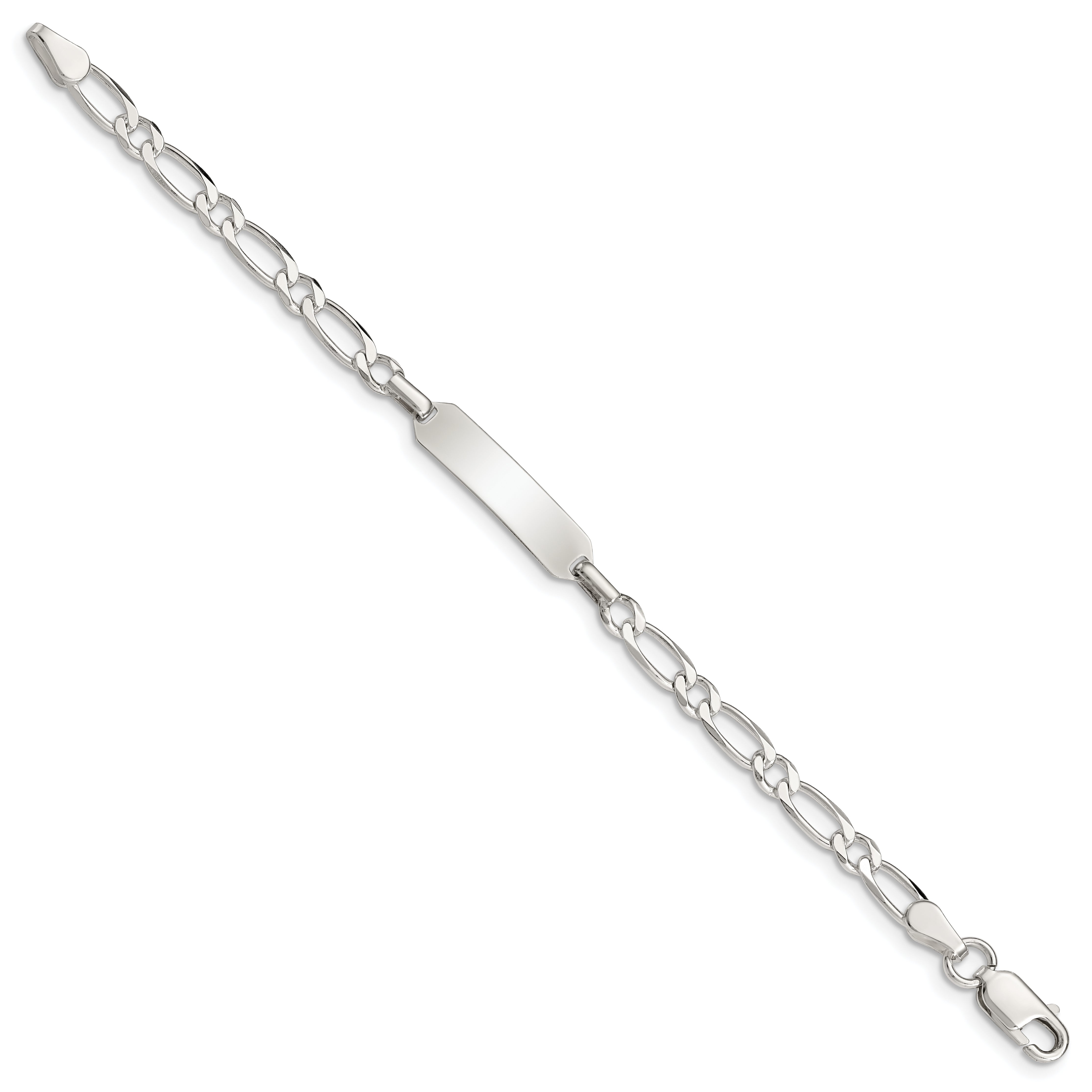 Sterling Silver Polished Engraveable Childrens ID Bracelet