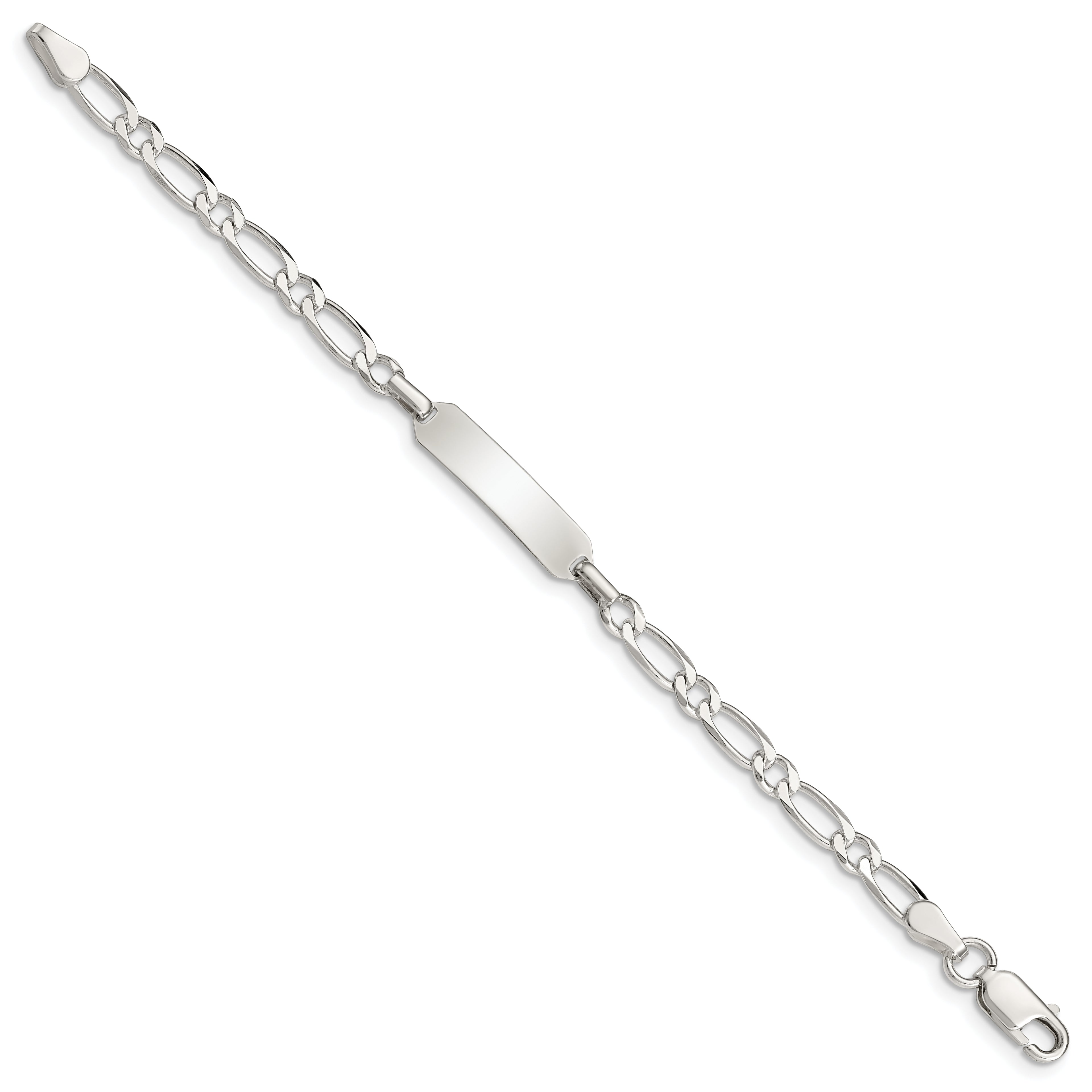 Sterling Silver Polished Engraveable Childrens ID Bracelet