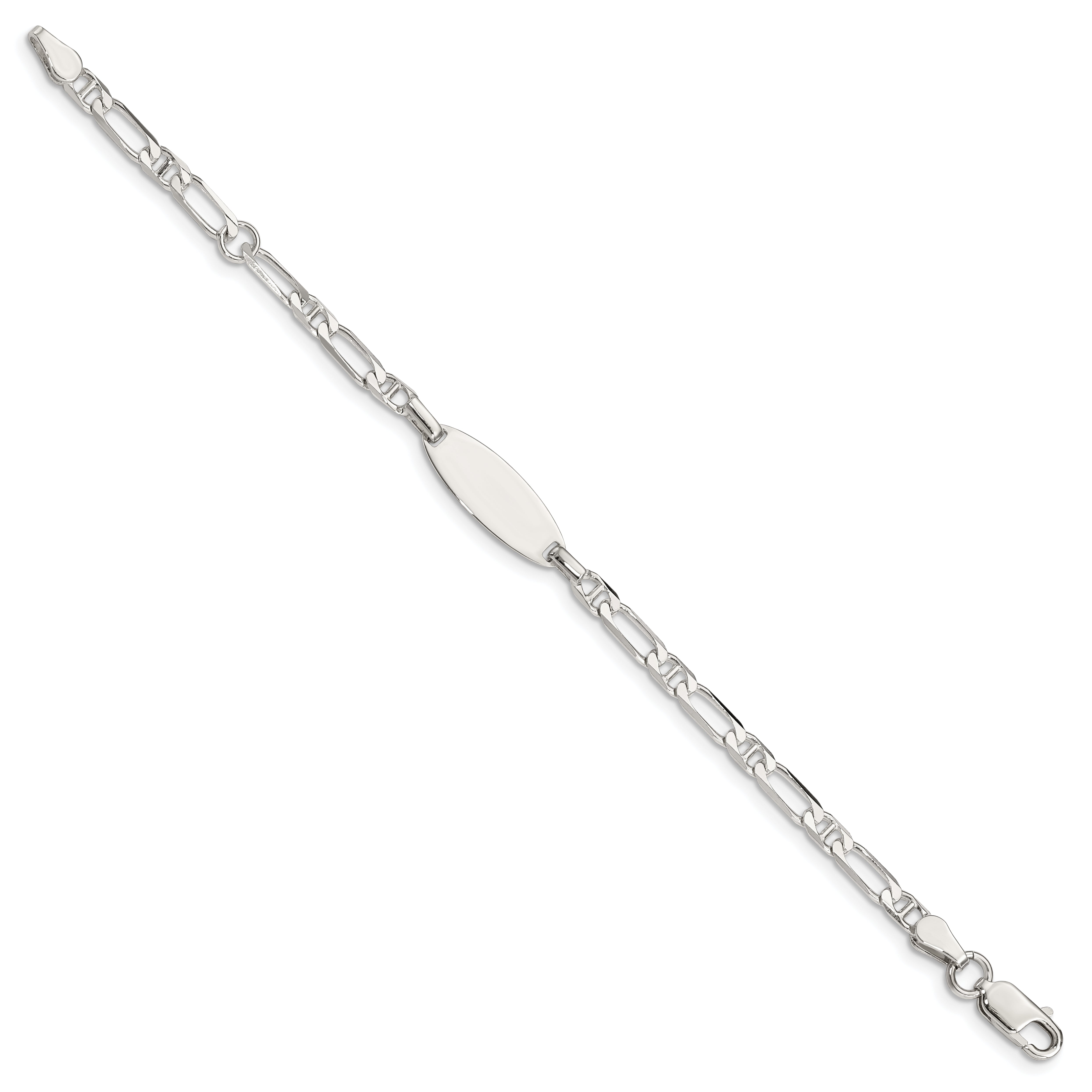 Sterling Silver Polished Engraveable 5in Plus 1in EXT Childrens ID Bracelet