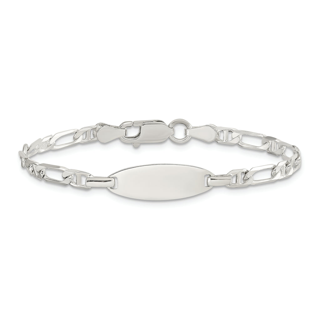 Sterling Silver Polished Engraveable 5in Plus 1in EXT Childrens ID Bracelet
