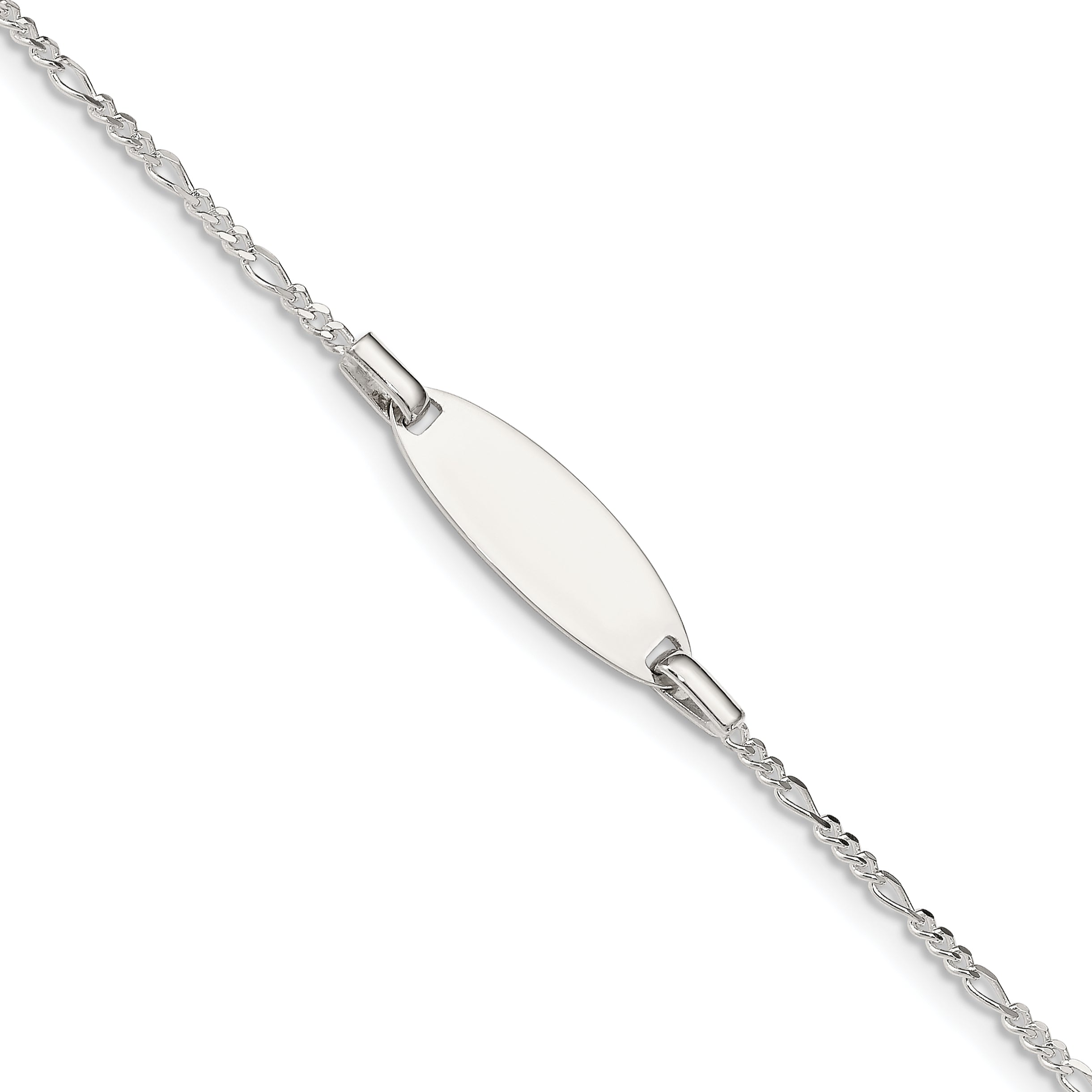 Sterling Silver Childrens 5in Plus 1in Ext ID Figaro Link Bracelet Main image