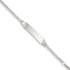 Sterling Silver Engraveable Childrens ID on Box Chain Bracelet