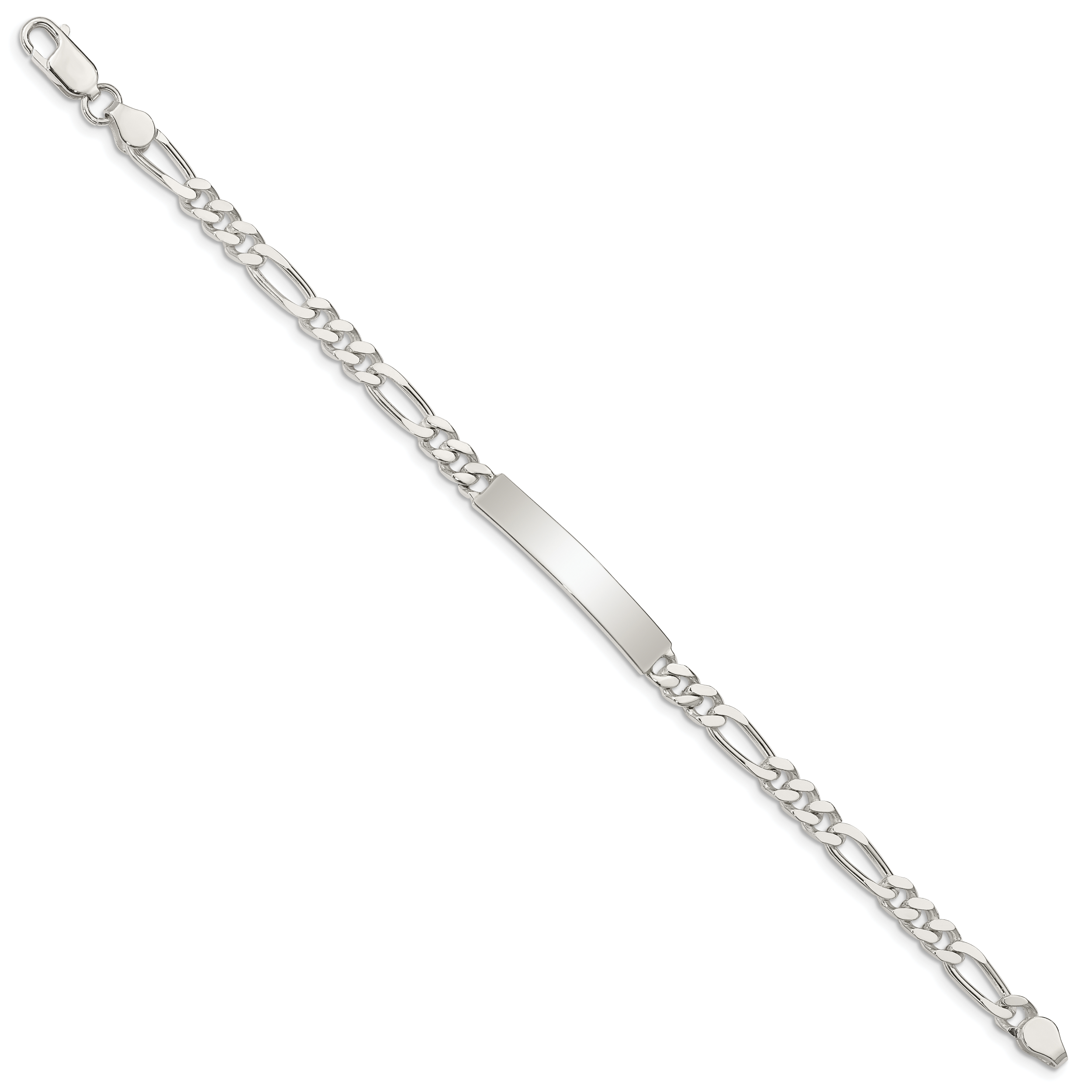 Sterling Silver Polished Engraveable Figaro Link ID Bracelet Secondary image