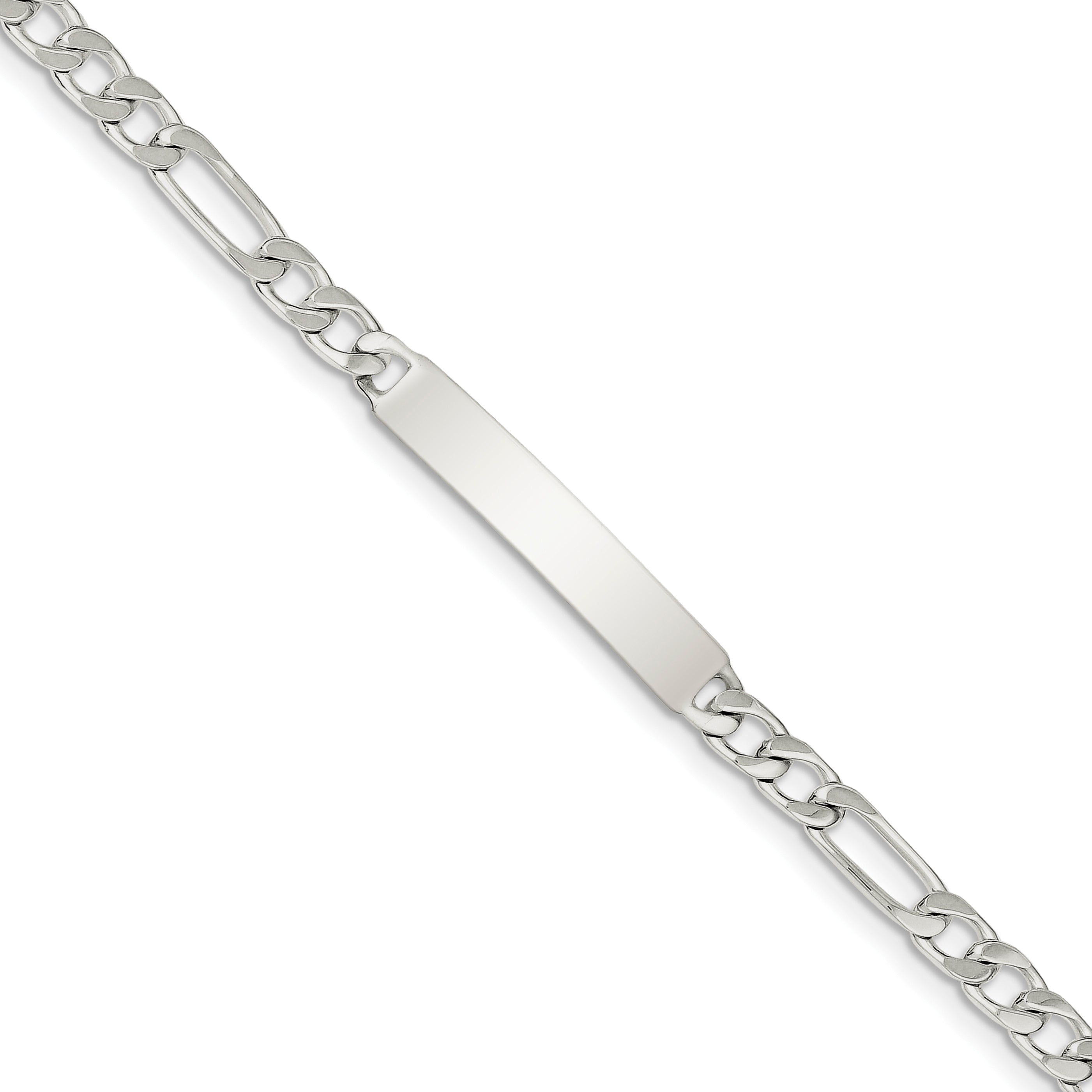 Sterling Silver Polished Engraveable Figaro Link ID Bracelet Secondary image