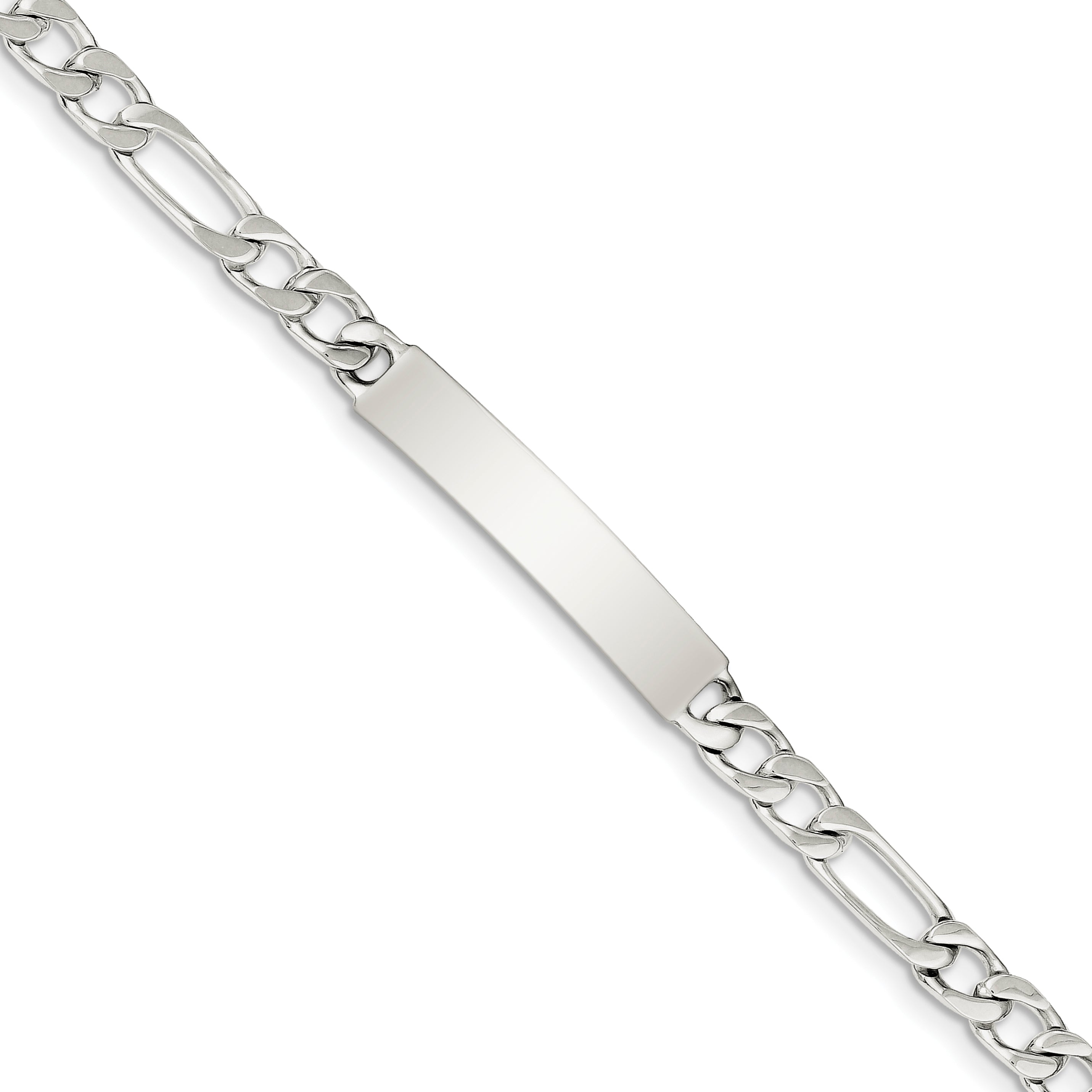 Sterling Silver Polished Engraveable Figaro Link ID Bracelet Main image