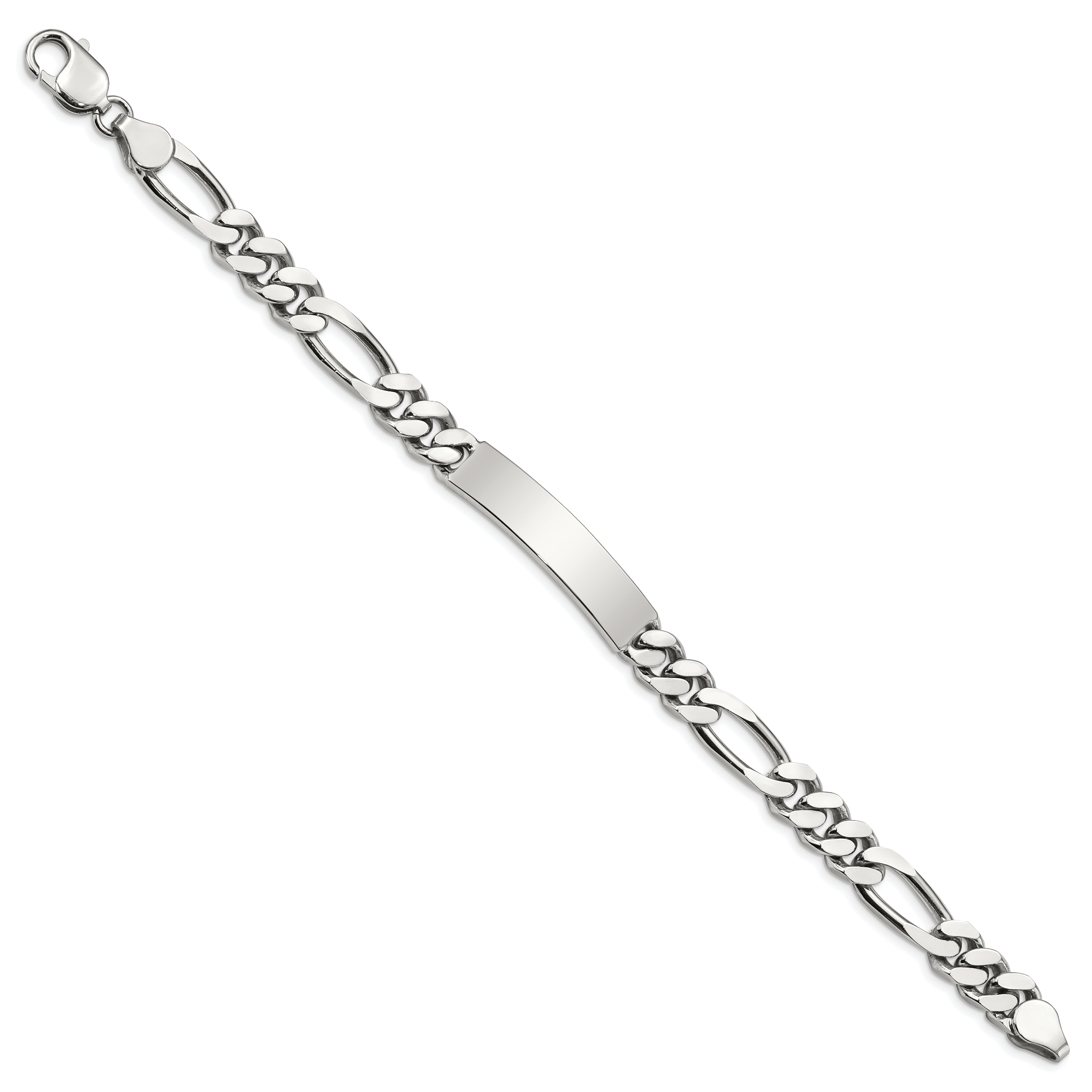 Sterling Silver Polished Engraveable Figaro Link ID Bracelet Secondary image