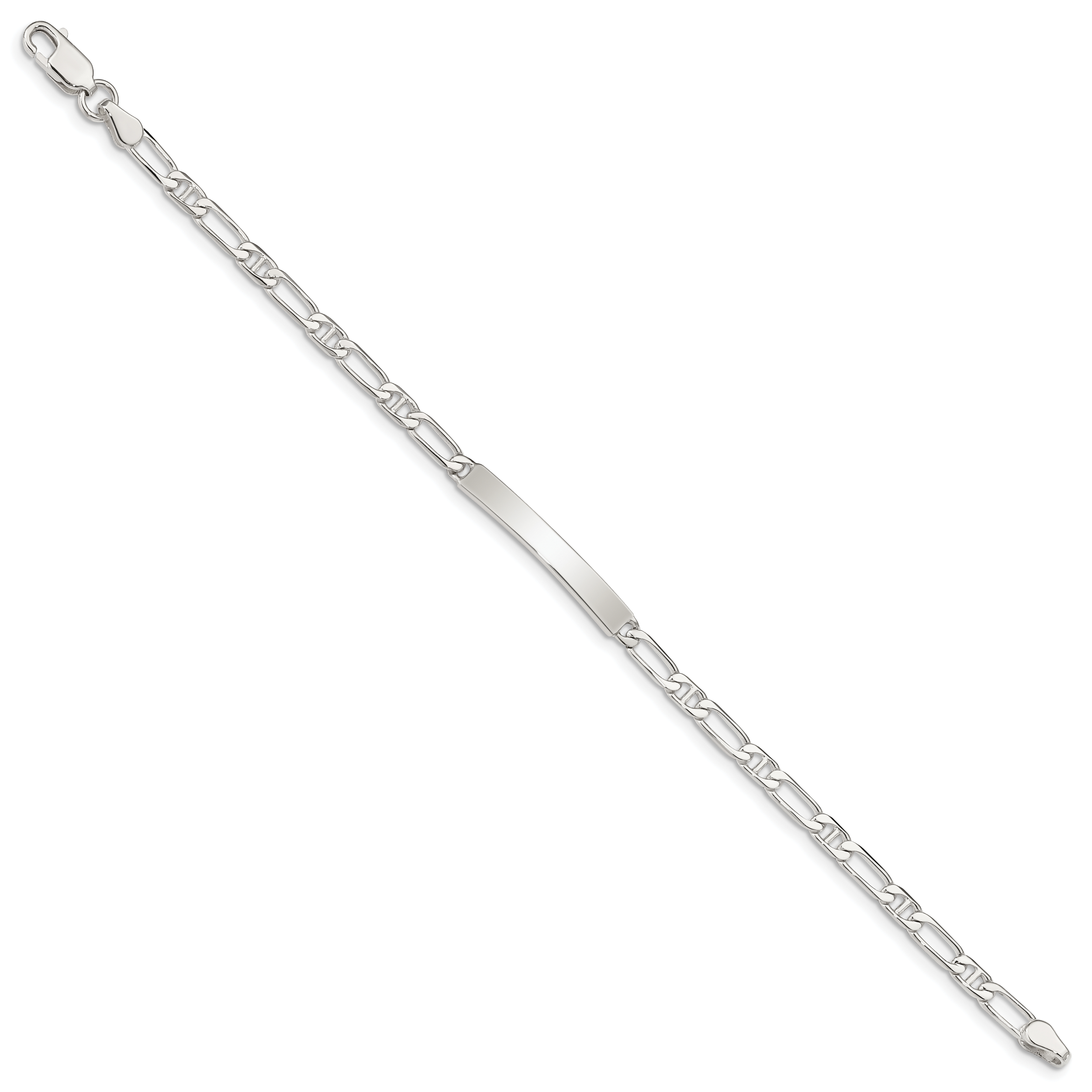 Sterling Silver Polished Engraveable Anchor Link ID Bracelet Secondary image