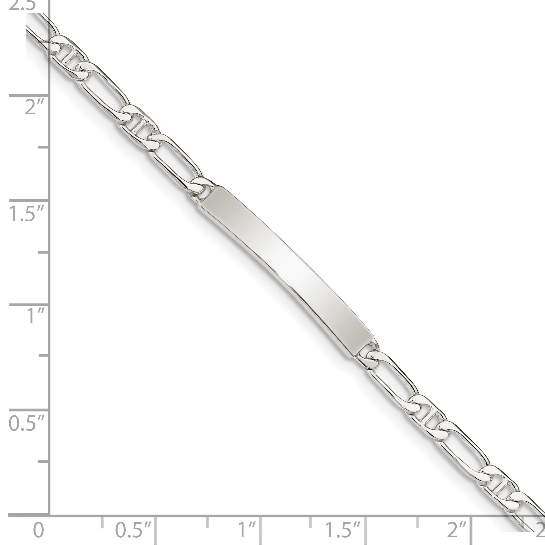 Sterling Silver Polished Engraveable Anchor Link ID Bracelet