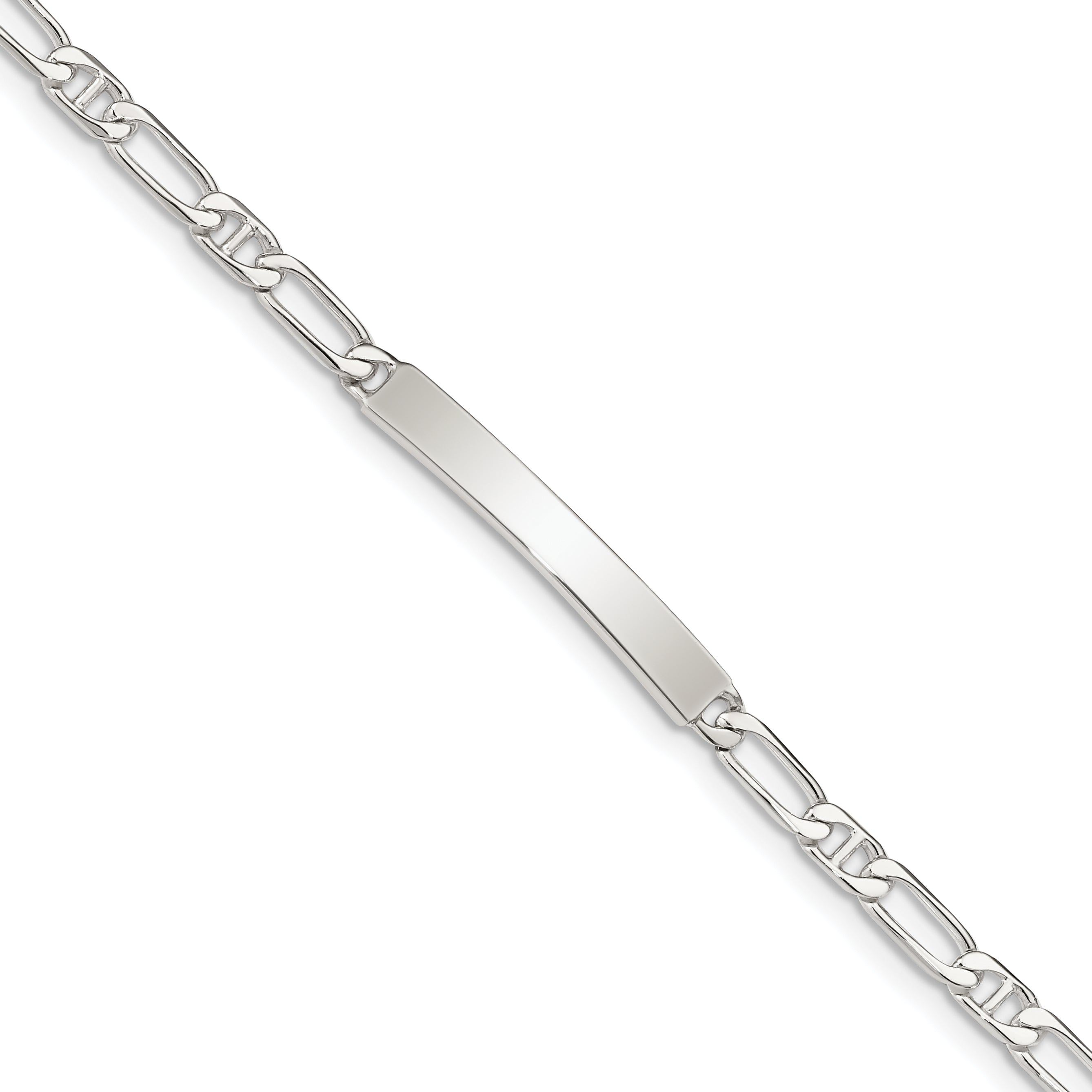 Sterling Silver 8inch Polished Engraveable Anchor Link ID Bracelet Main image