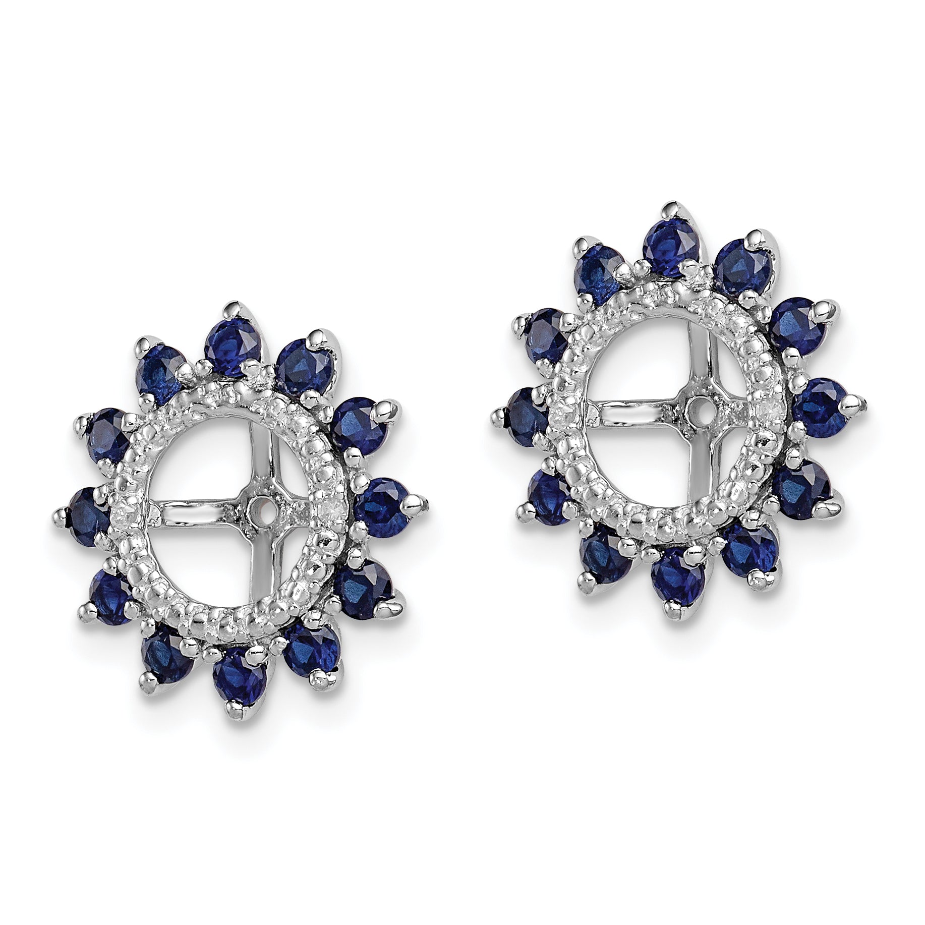 Sterling Silver Rhodium Diam. & Created Sapphire Earring Jacket Secondary image