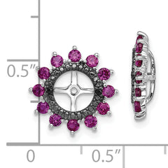 Sterling Silver Rhodium Created Ruby & Black Sapphire Earring Jacket