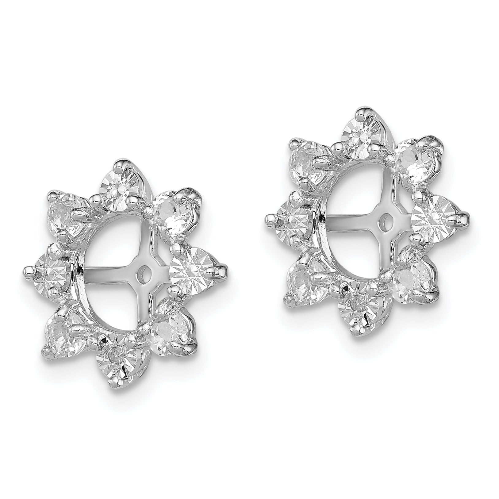 Sterling Silver Rhodium Diam. & White Topaz Earring Jacket Secondary image