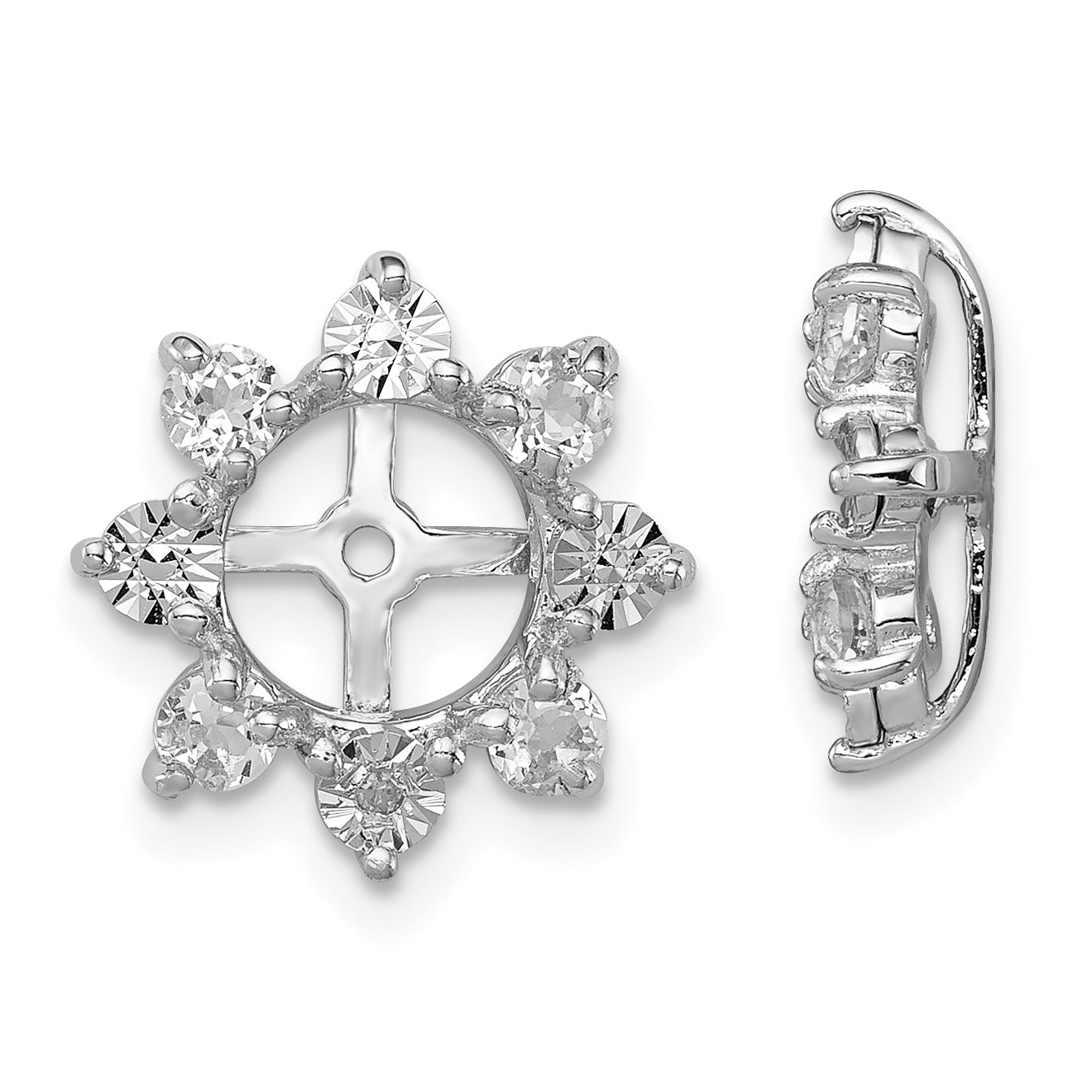 Sterling Silver Rhodium Diam. & White Topaz Earring Jacket Main image