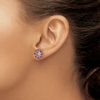 Sterling Silver Rhodium Ruby Earring Jackets with Polished Prong Set