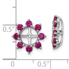 Sterling Silver Rhodium Ruby Earring Jackets with Polished Prong Set