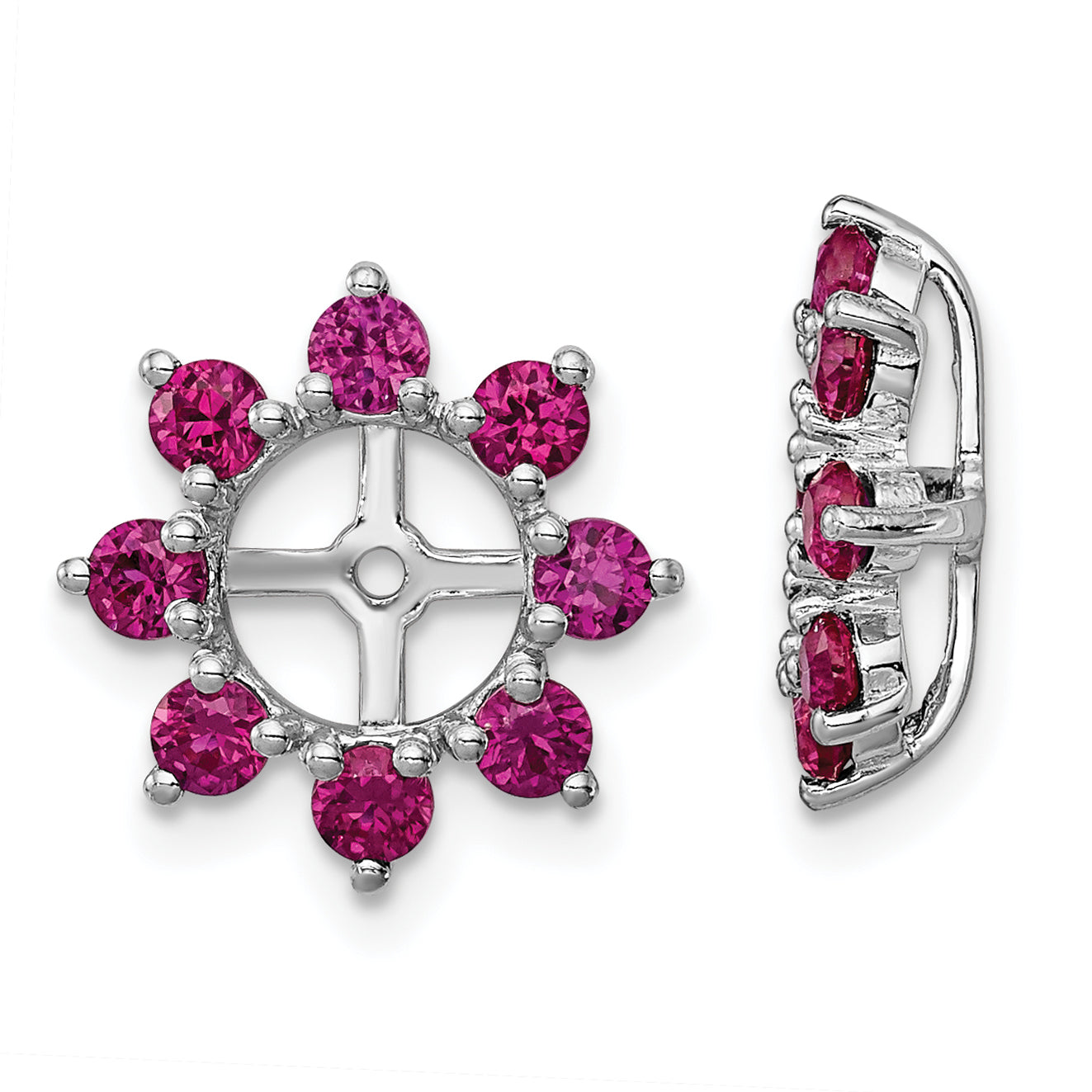 Sterling Silver Rhodium Created Ruby Earring Jacket
