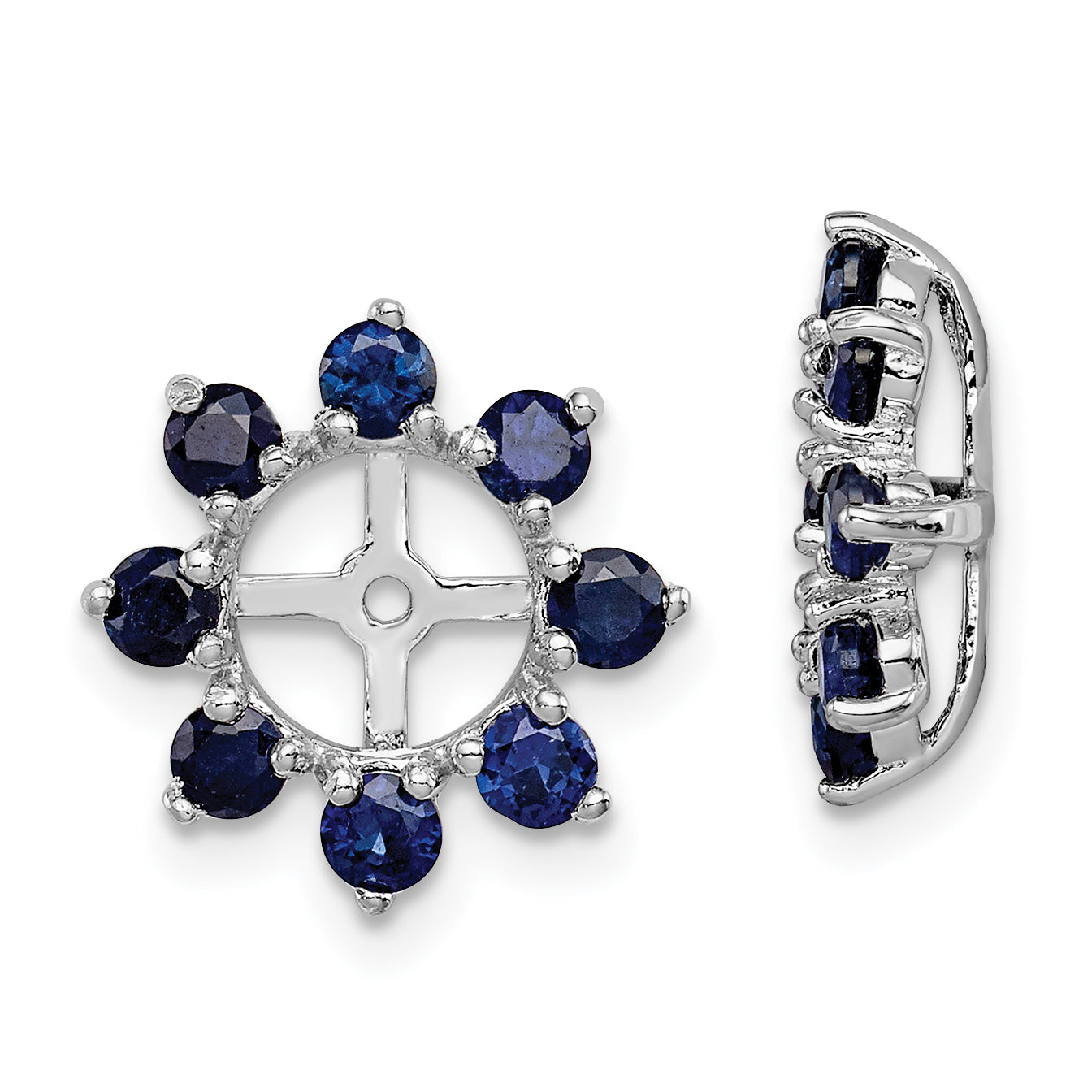 Sterling Silver Rhodium Created Sapphire Earring Jacket Main image