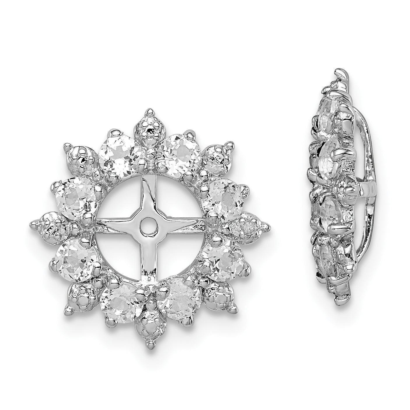 Sterling Silver Rhodium Diam. & White Topaz Earring Jacket Main image