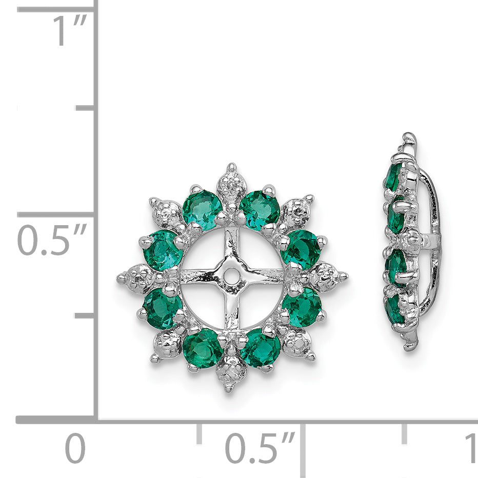 Sophia Jewelers Sterling Silver Rhodium Earring Jackets with Lab Created Emeralds