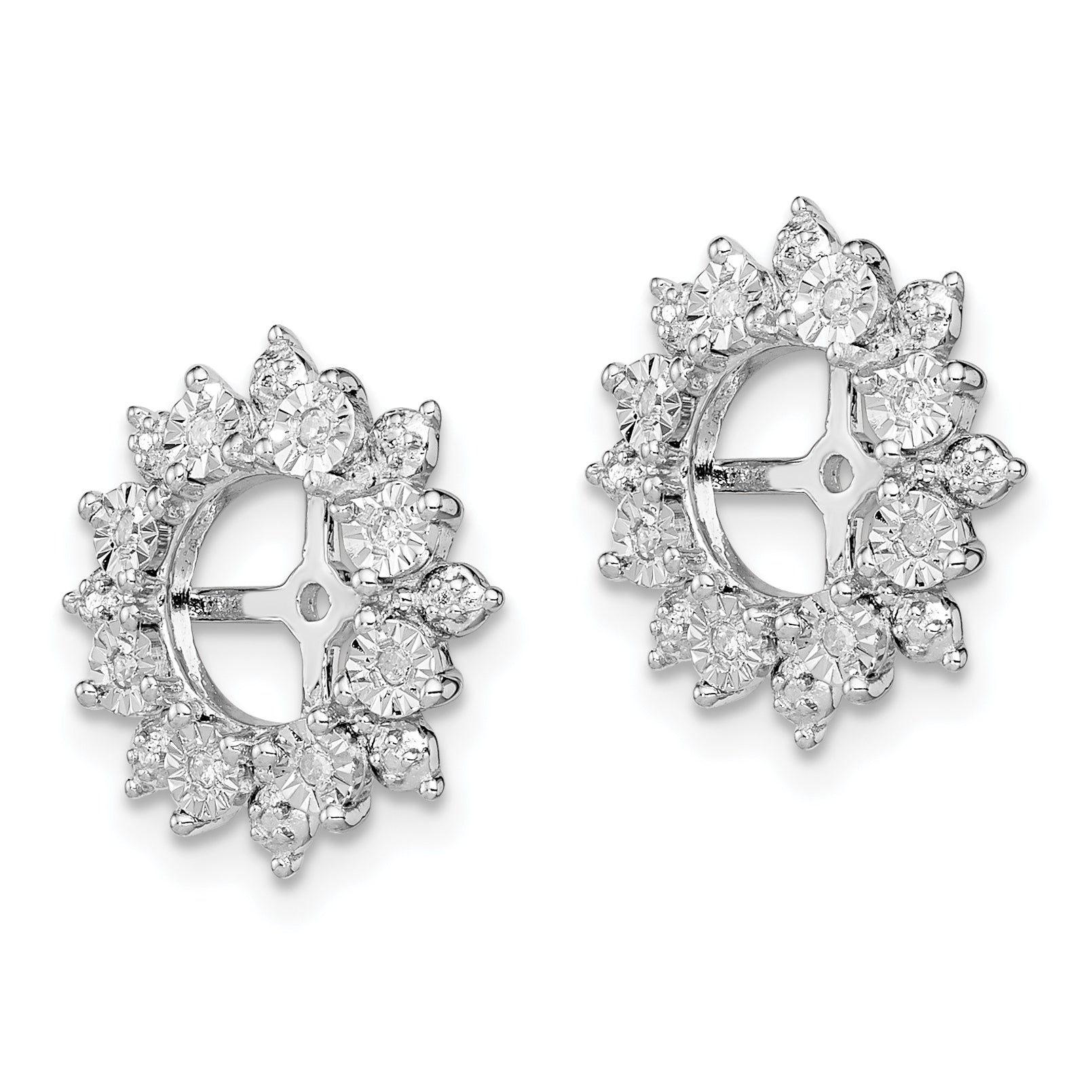Sterling Silver 925 Rhodium Diamond Earring Jackets for Women