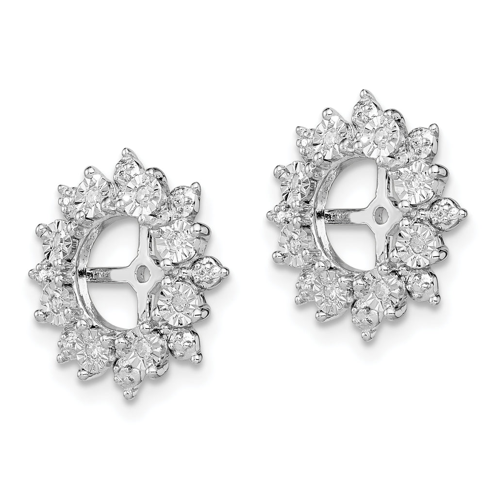 Sterling Silver 925 Rhodium Diamond Earring Jackets for Women