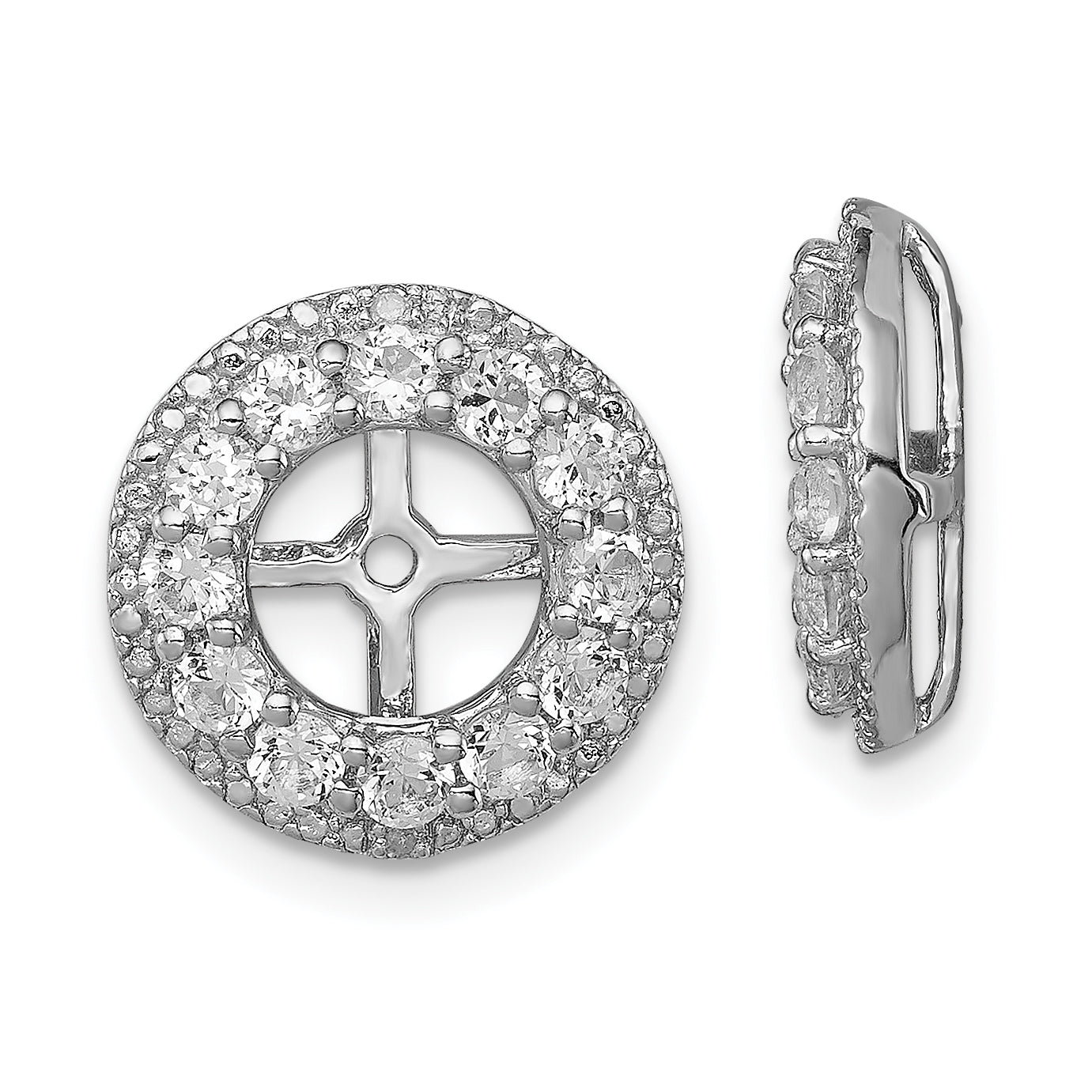 Sterling Silver Rhodium Diam. & White Topaz Earring Jacket Main image