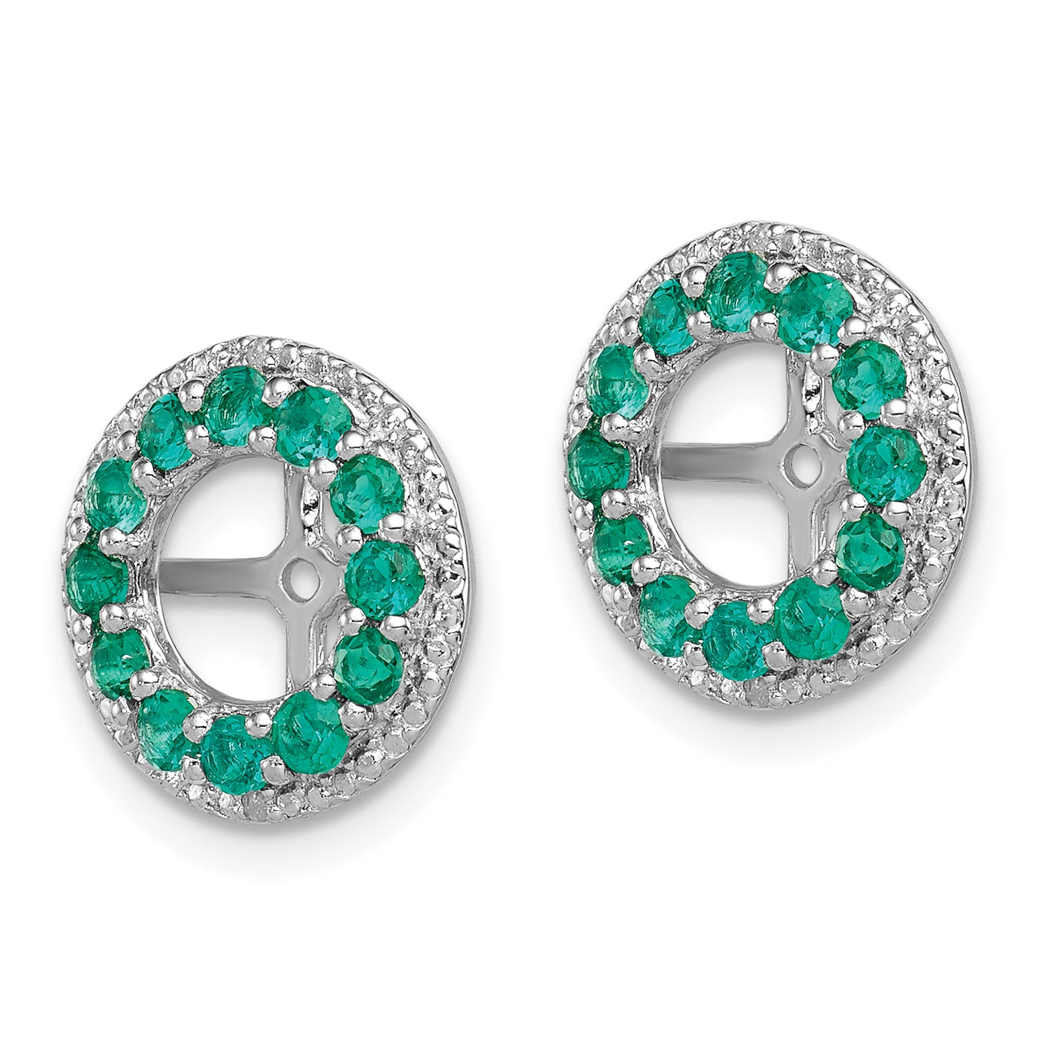 Sophia Jewelers Sterling Silver Emerald & Diamond Earring Jackets