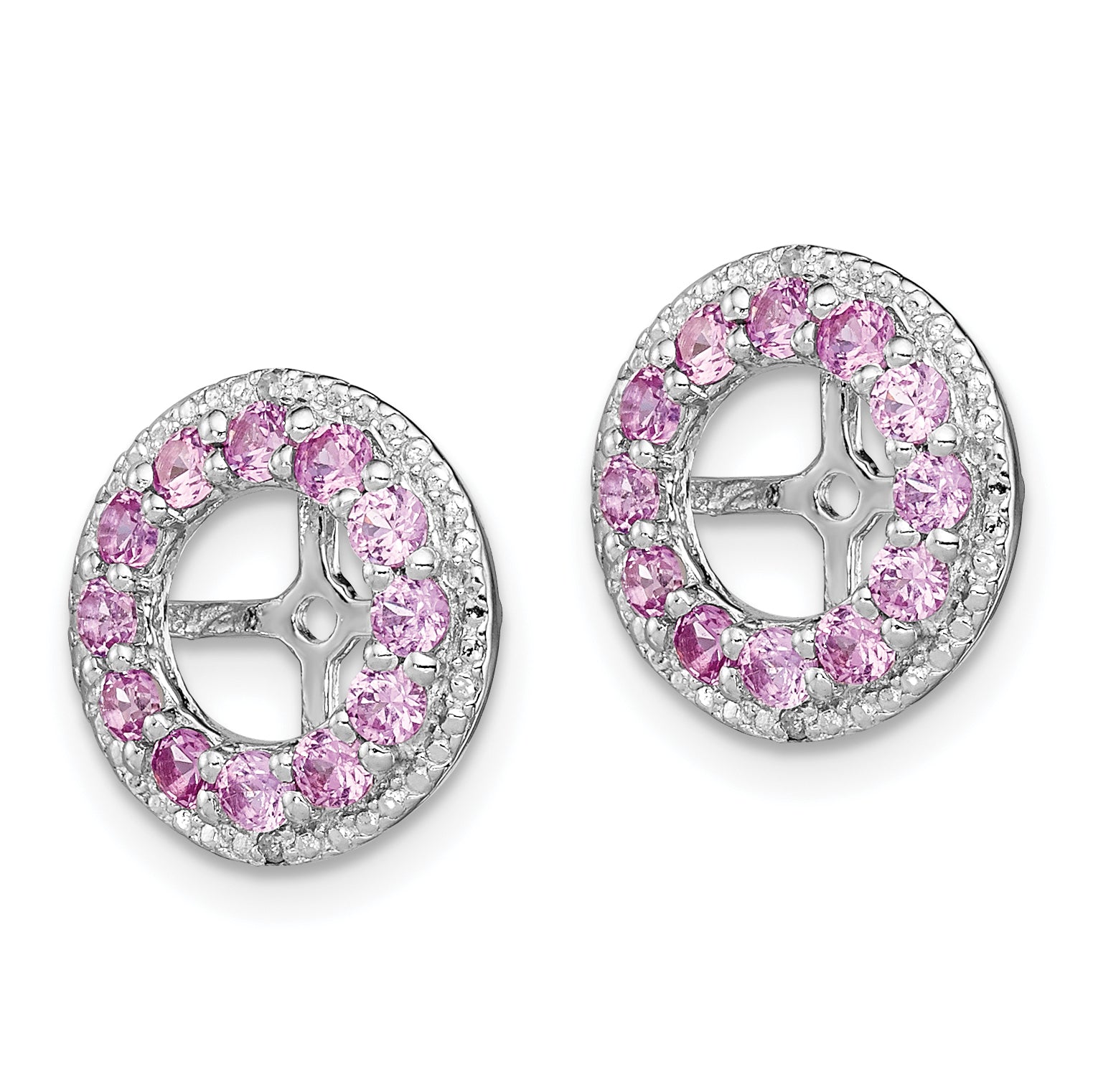 Sterling Silver Pink Sapphire Earring Jackets with Diamond Accents