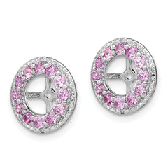Sterling Silver Pink Sapphire Earring Jackets with Diamond Accents