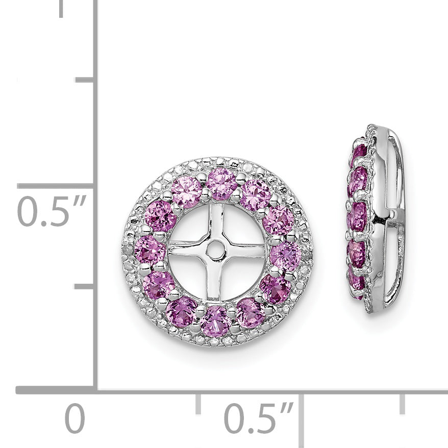 Sterling Silver Pink Sapphire Earring Jackets with Diamond Accents