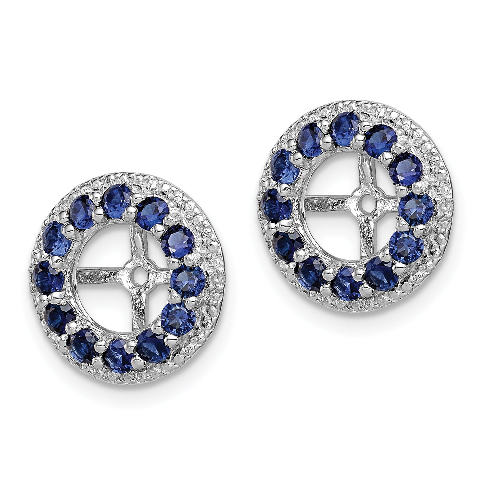 Sterling Silver Rhodium-Plated Sapphire Diamond Earring Jackets for Women Secondary image