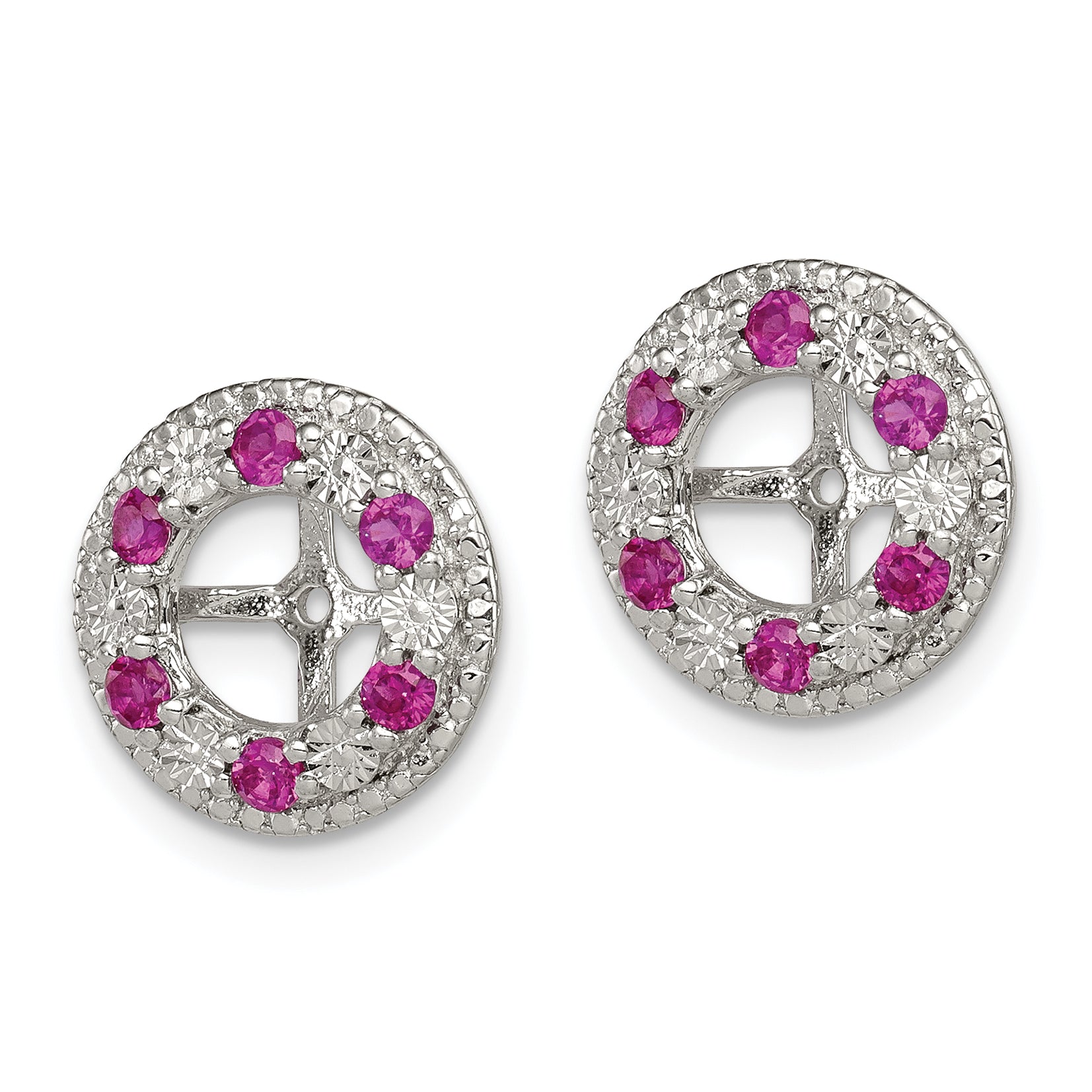 Sterling Silver Ruby Earring Jackets with Rhodium Polish for Women