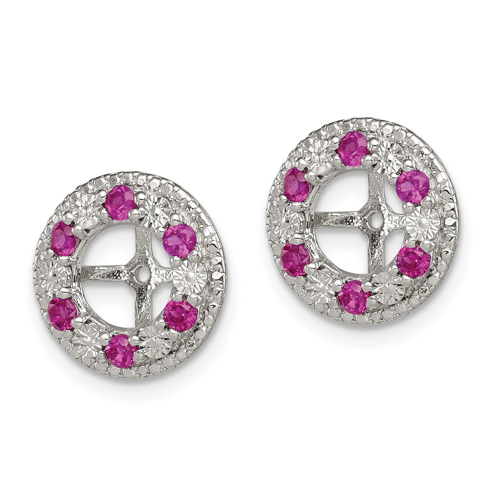 Sterling Silver Rhodium Created Ruby Earring Jacket