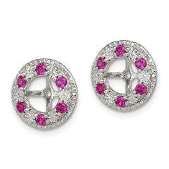 Sterling Silver Rhodium Created Ruby Earring Jacket