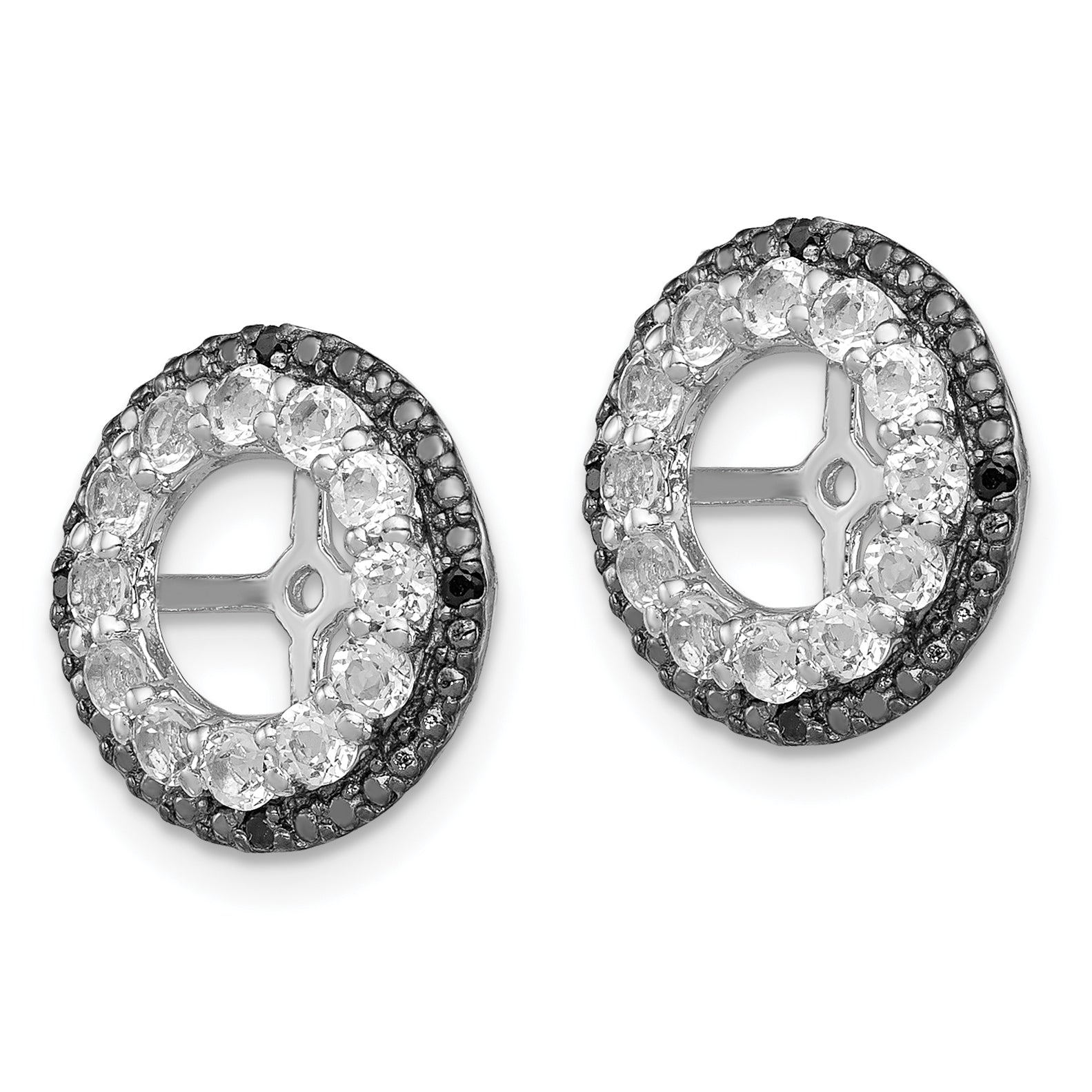 Sterling Silver Rhodium White Topaz & Black Sapphire Earring Jacket Secondary image