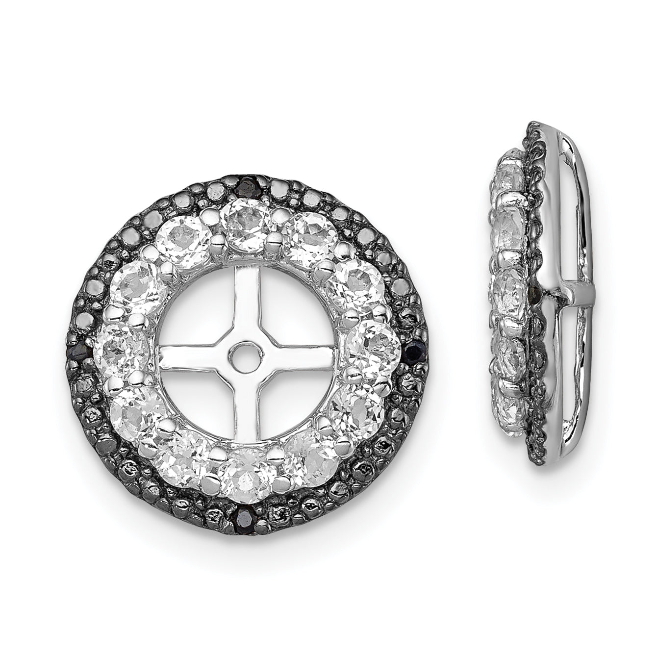 Sterling Silver Rhodium White Topaz & Black Sapphire Earring Jacket Main image