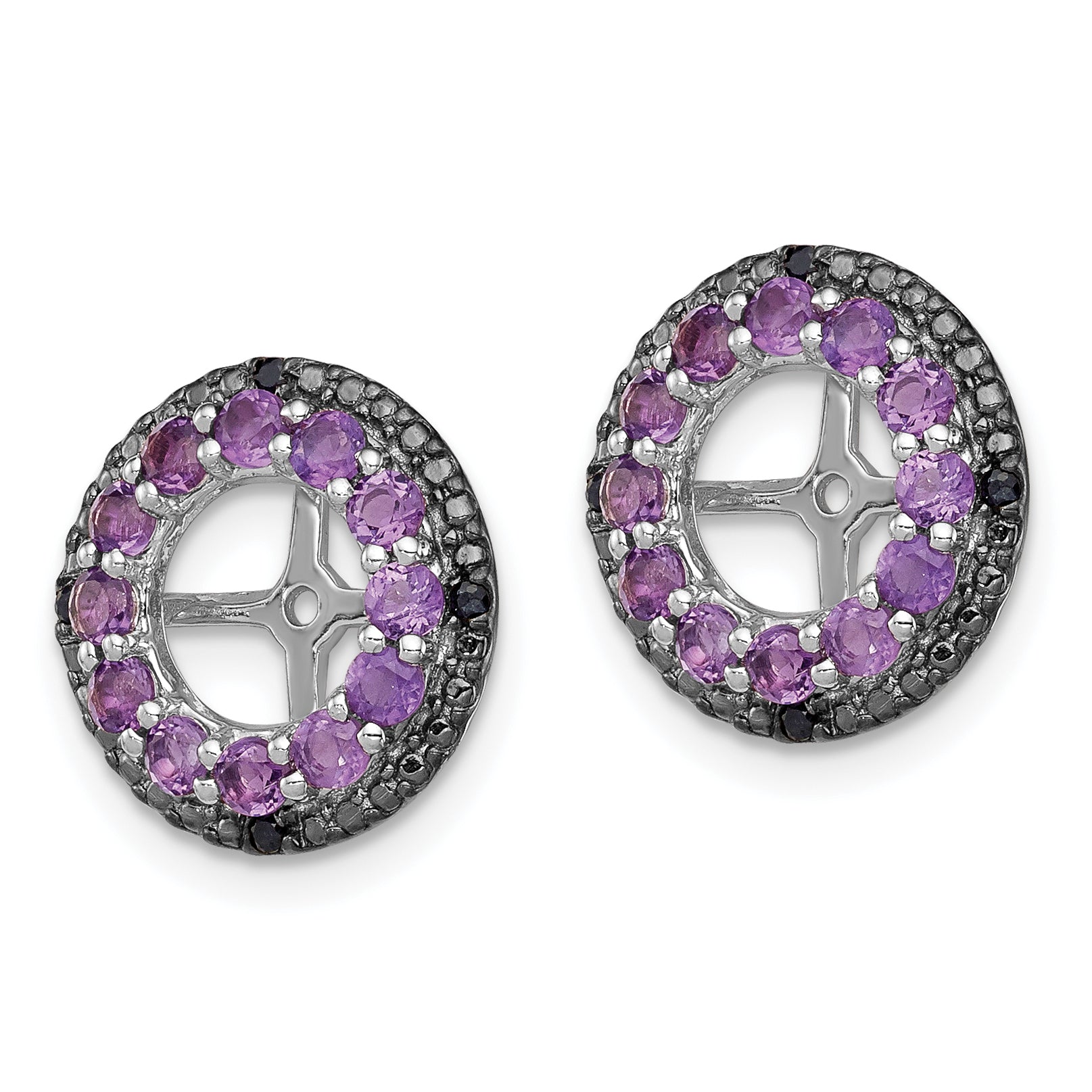 Sterling Silver Amethyst & Black Sapphire Earring Jackets Polished Elegance Secondary image