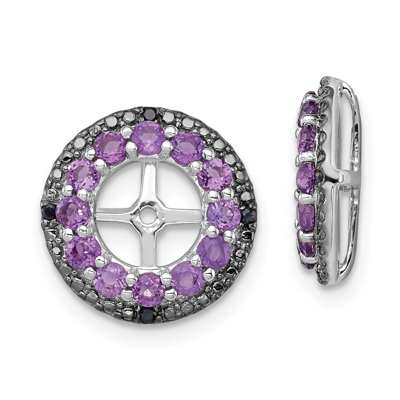 Sterling Silver Rhodium Amethyst & Black Sapphire Earring Jacket Main image