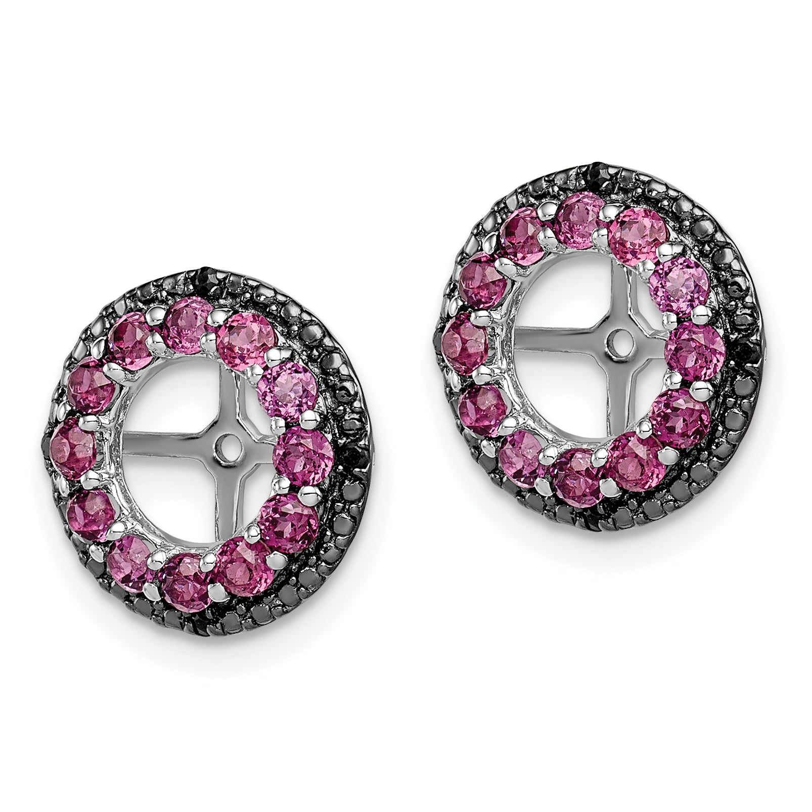 Sterling Silver 925 Rhodolite Garnet & Black Sapphire Earring Jackets Elegant Women's Birthstone Design Secondary image