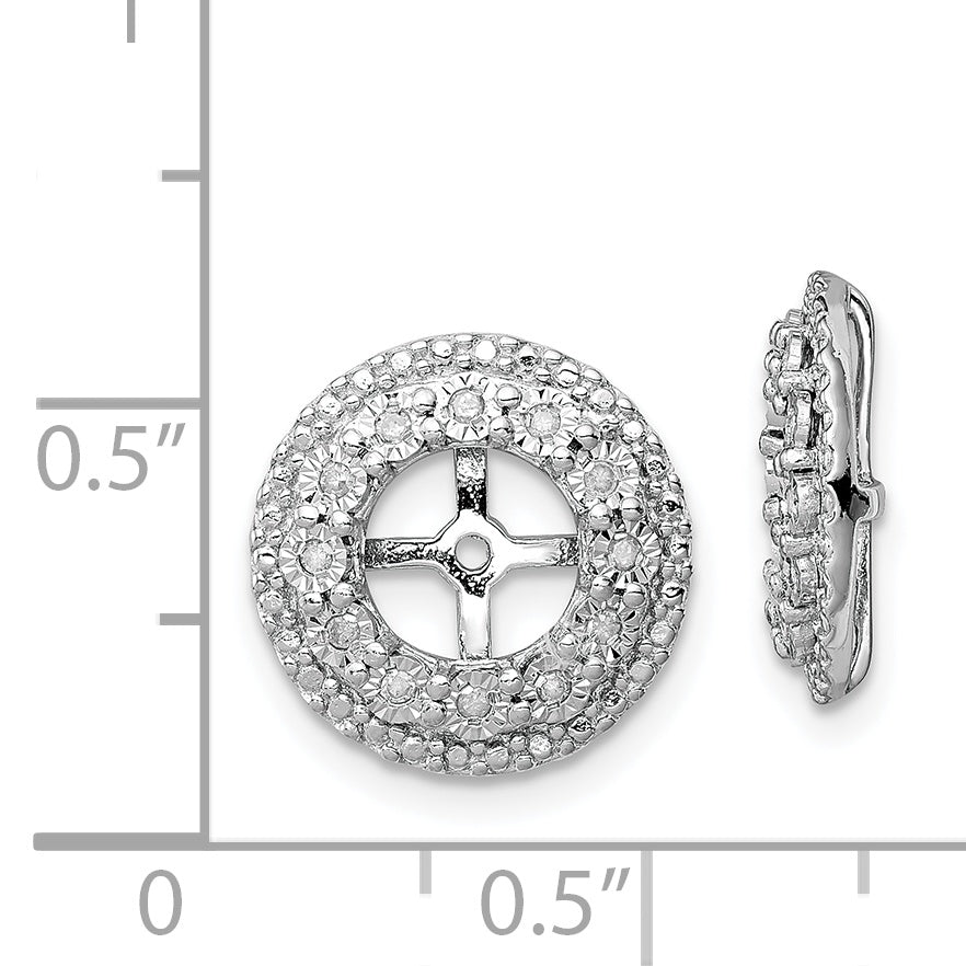 Sterling Silver Rhodium Diam. Earring Jacket