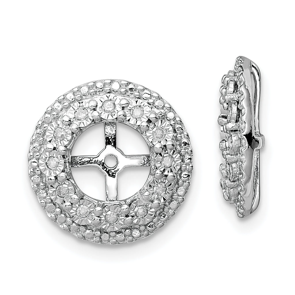 Sterling Silver Rhodium Diam. Earring Jacket