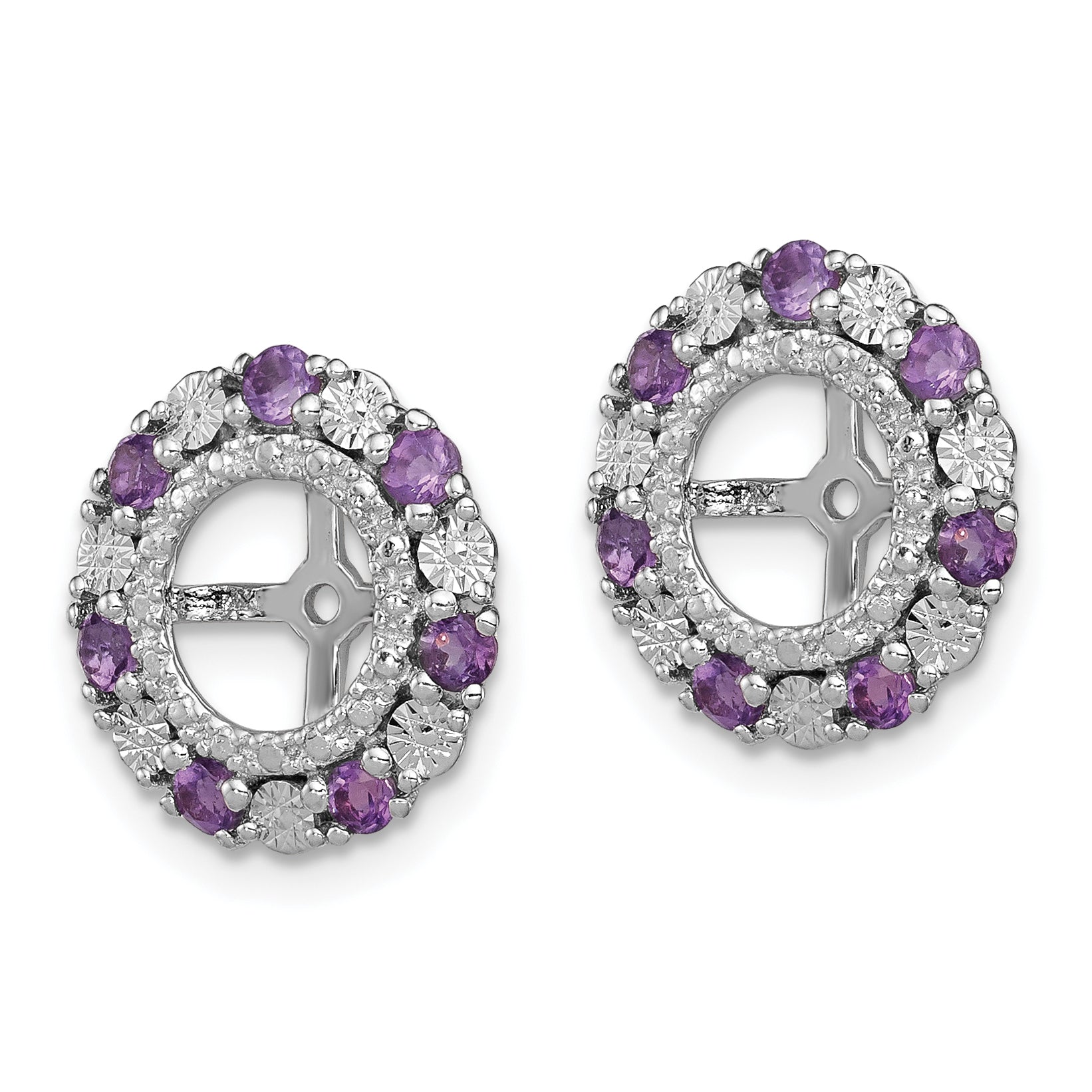 Sophia Jewelers Sterling Silver Amethyst Earring Jackets with Polished Rhodium Finish Secondary image