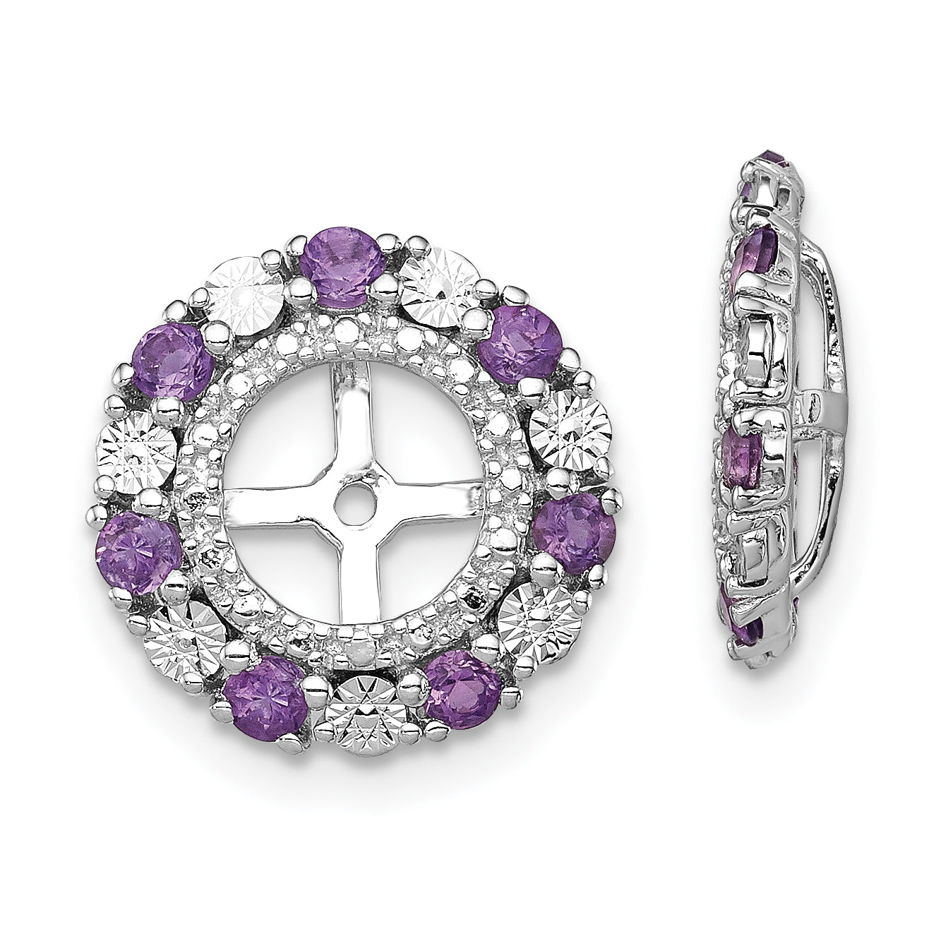 Sterling Silver Rhodium Amethyst Earring Jacket Main image