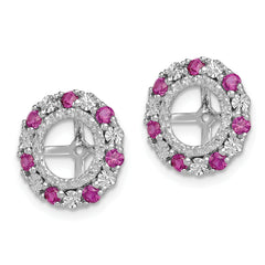 Sterling Silver Rhodium Ruby Earring Jackets Elegant July Birthstone